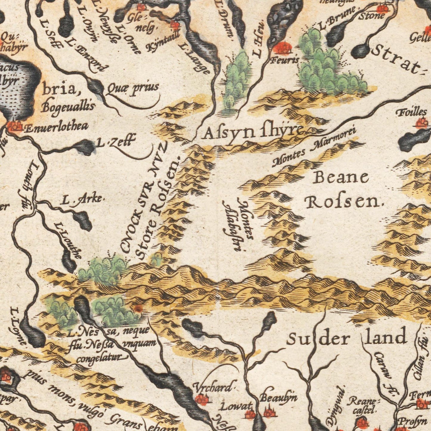 Historische Landkarte Schottland um 1609