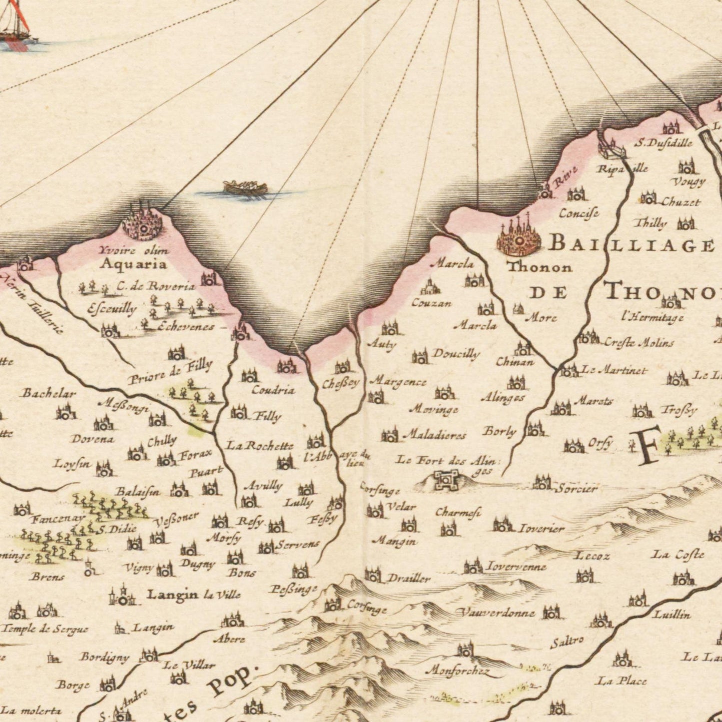Historische Landkarte Genfer See um 1635