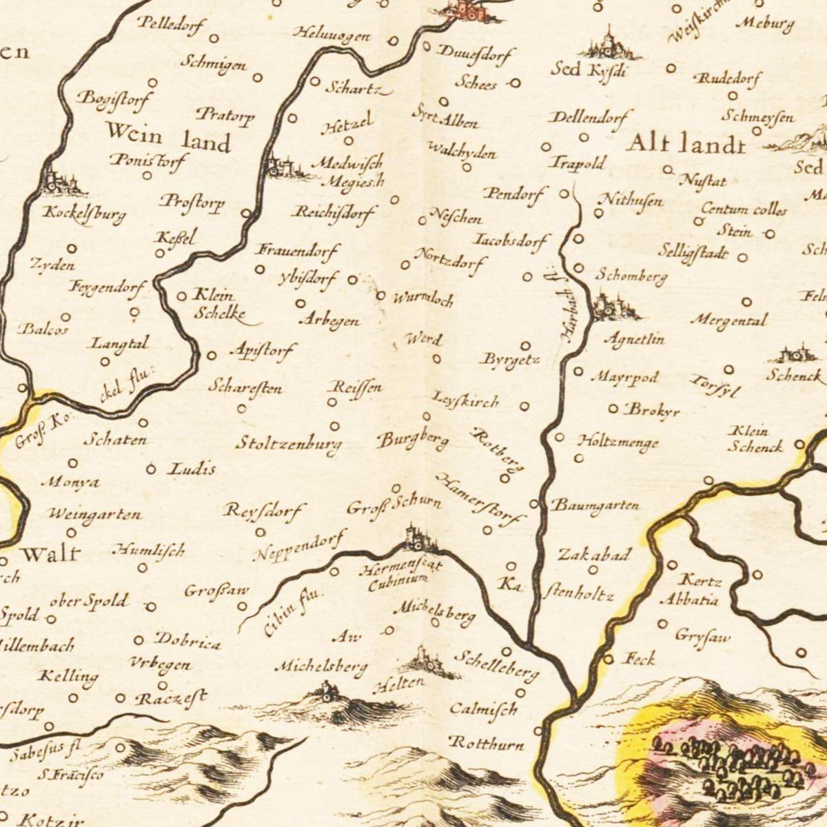 Historische Landkarte Siebenbürgen um 1635