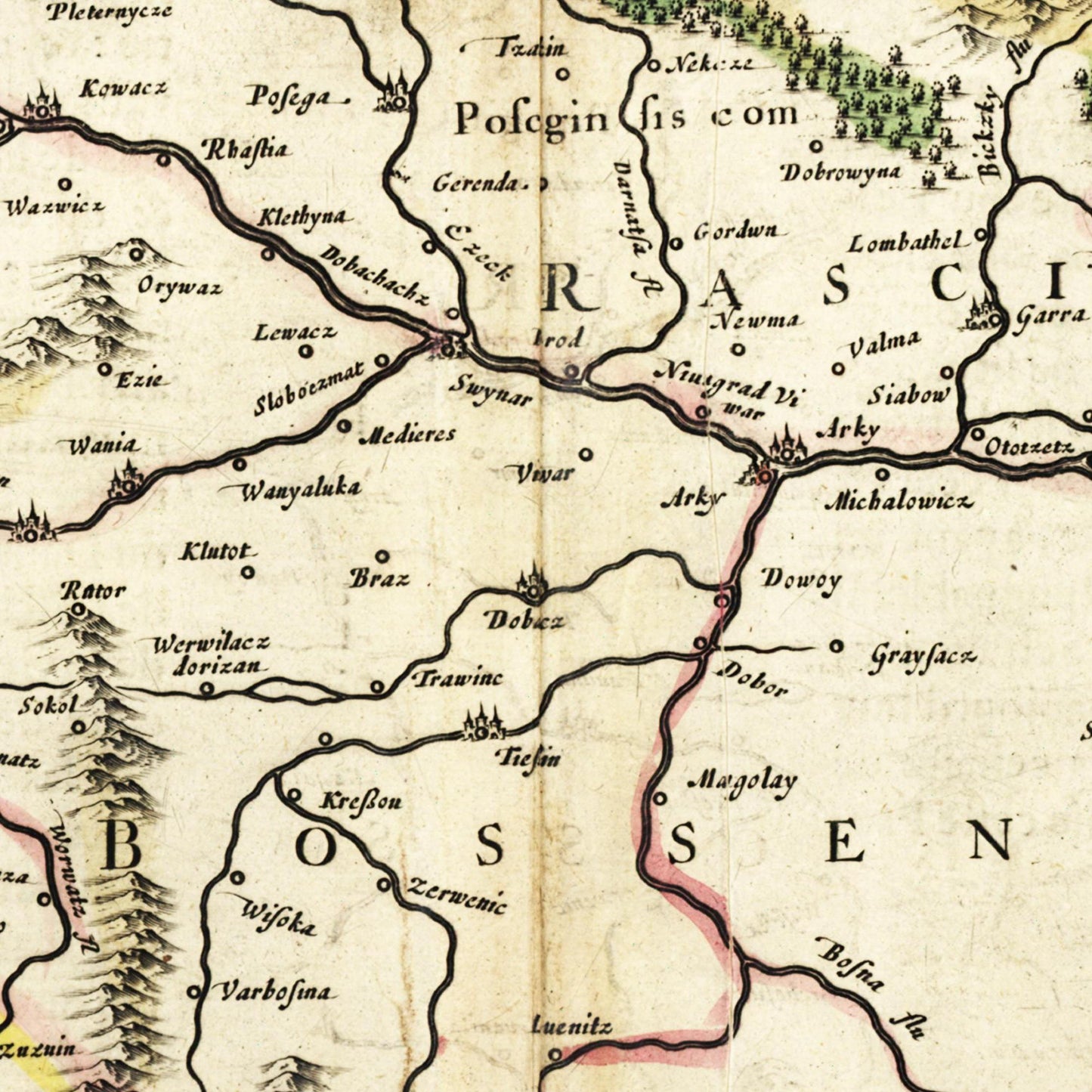 Historische Landkarte Bosnien um 1647