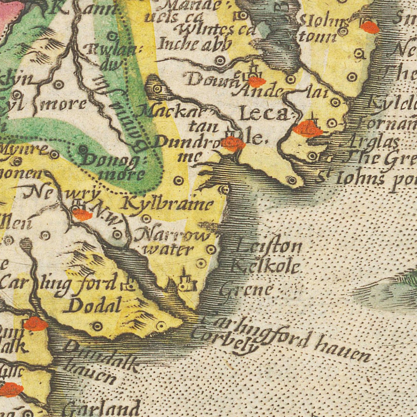 Historische Landkarte Dublin um 1609