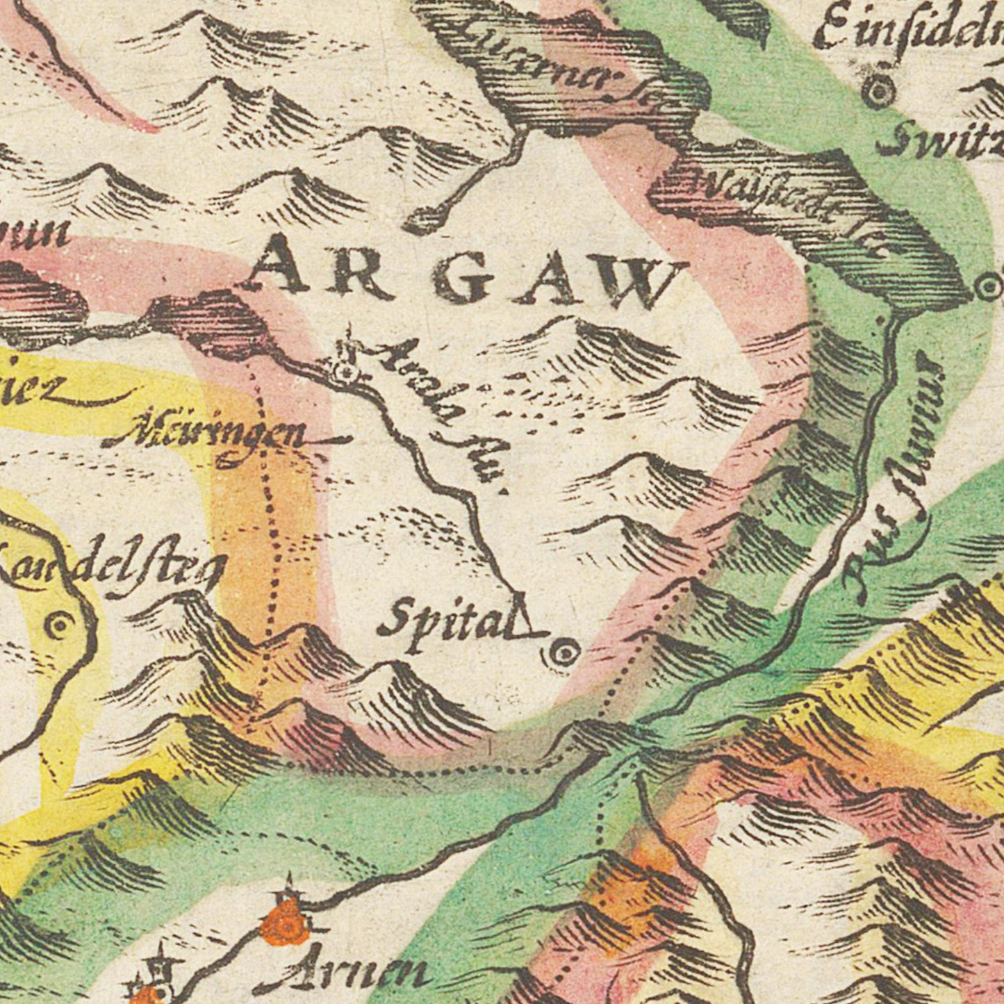 Historische Landkarte Schweiz um 1609