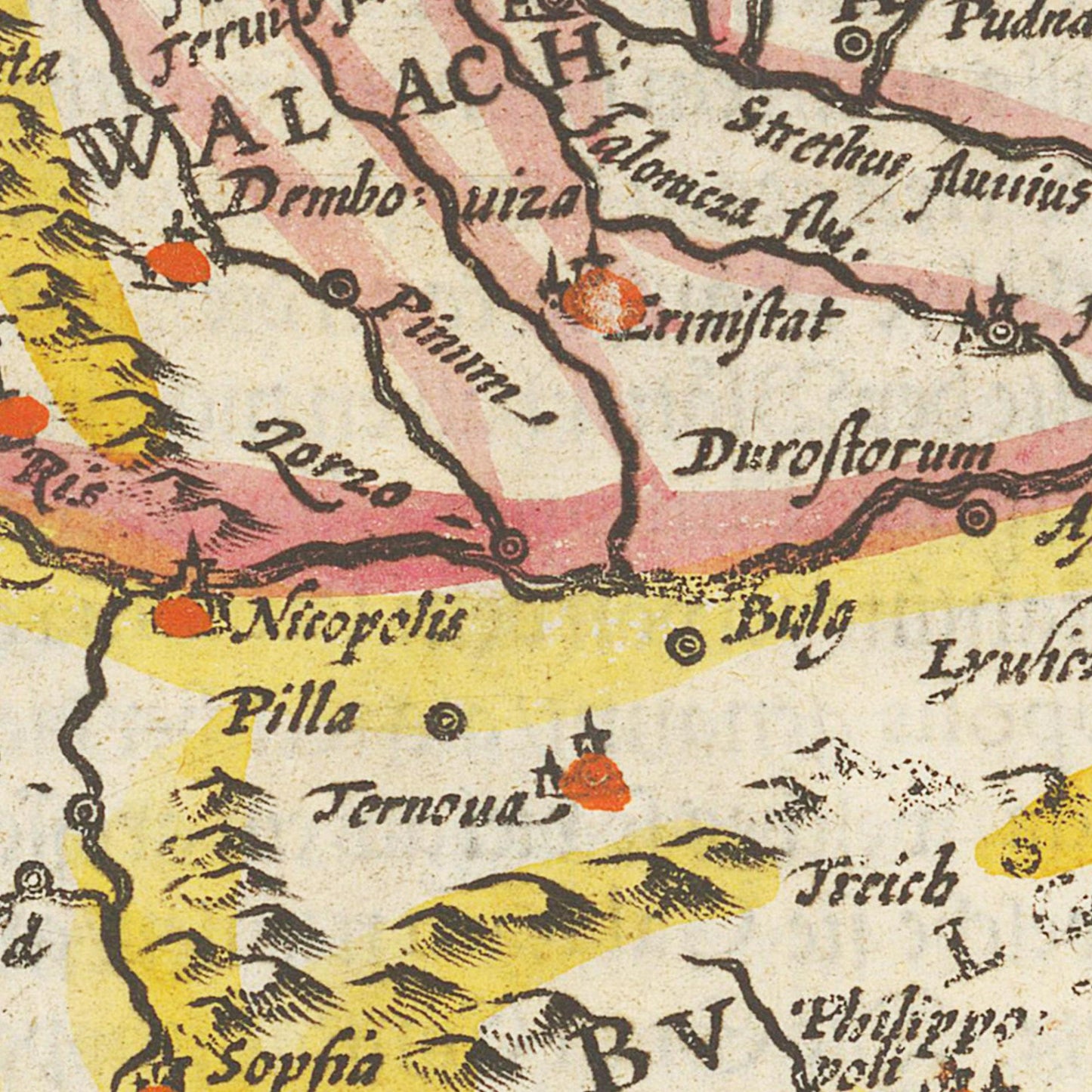 Historische Landkarte Wallachei um 1609