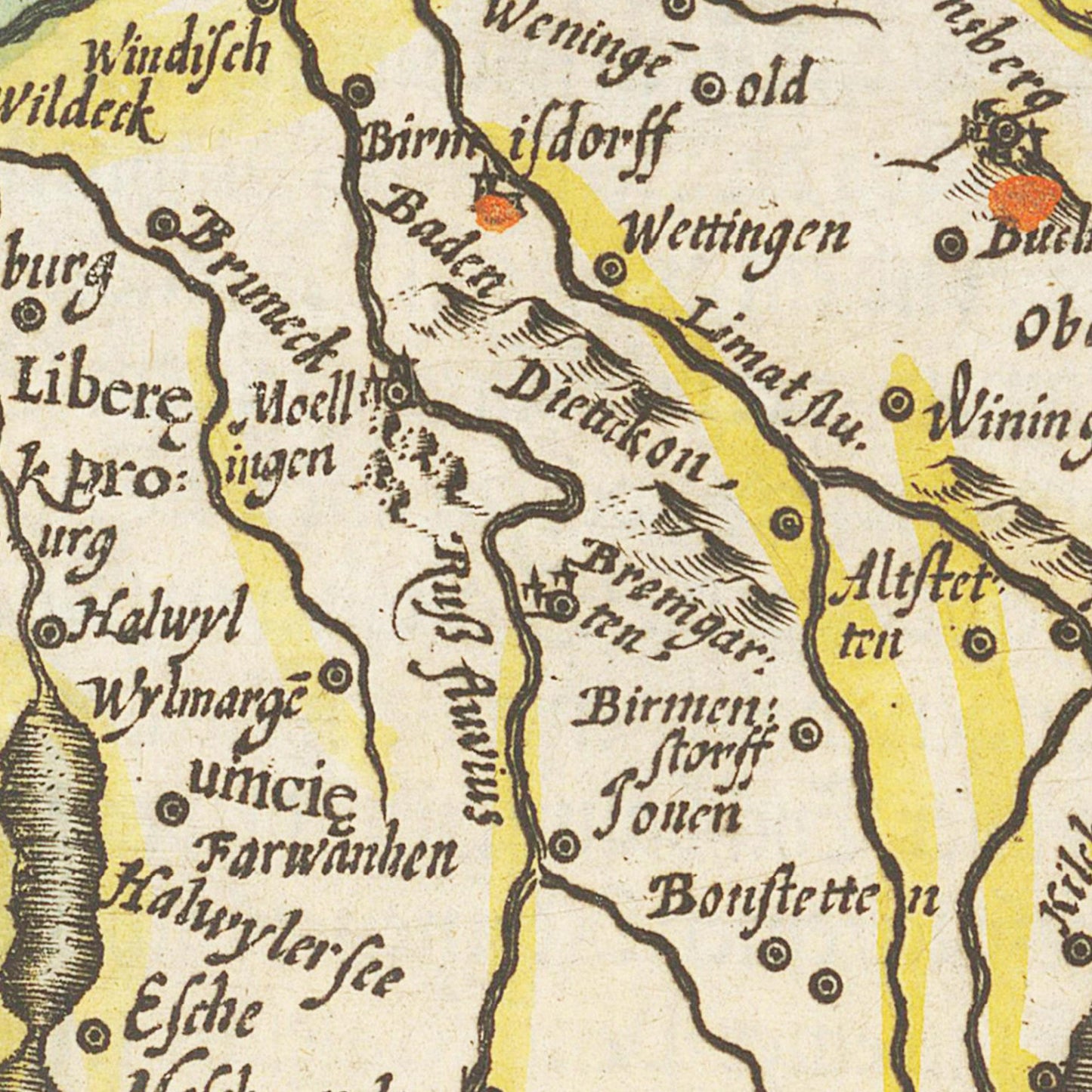 Historische Landkarte Zürichgau um 1609
