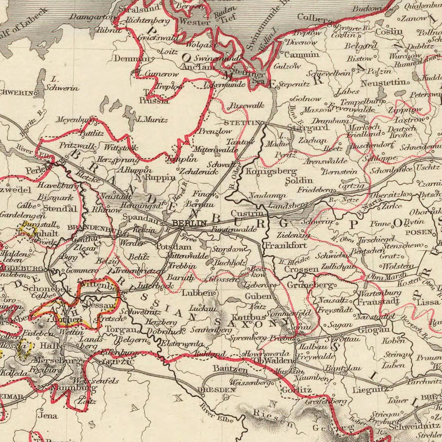 Historische Landkarte Preußen um 1850