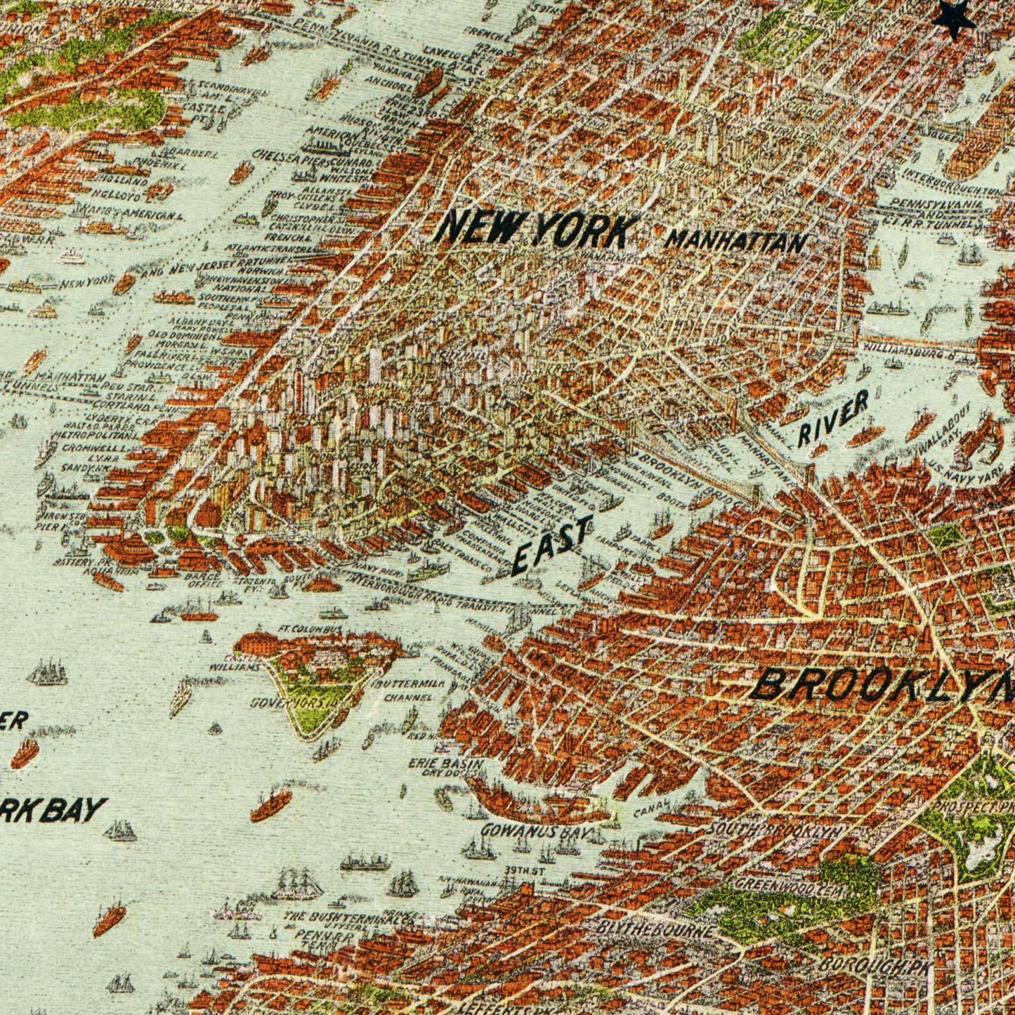 Historische Stadtansicht Greater New York City um 1912