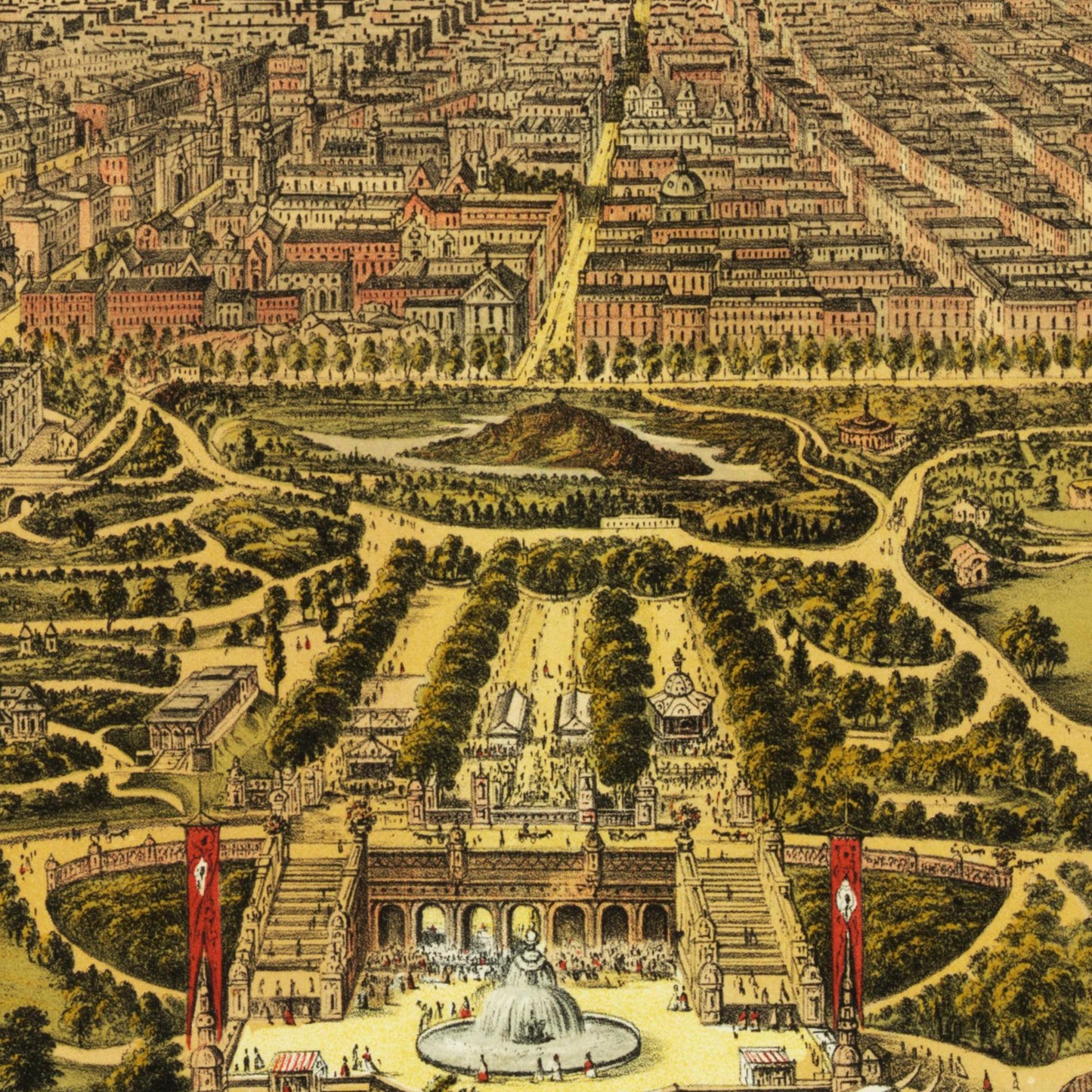 Historische Stadtansicht New York City von Norden um 1873