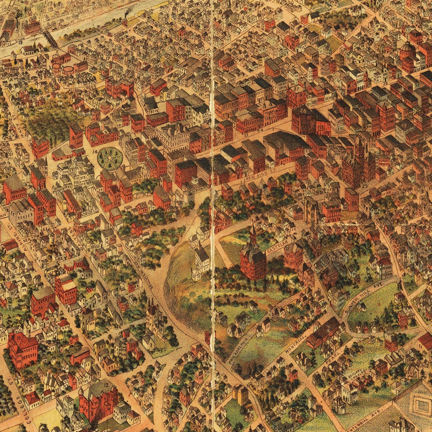 Historische Stadtansicht Los Angeles um 1891