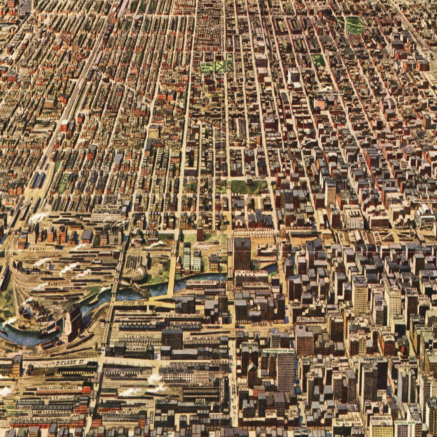 Historische Stadtansicht Chicago um 1918