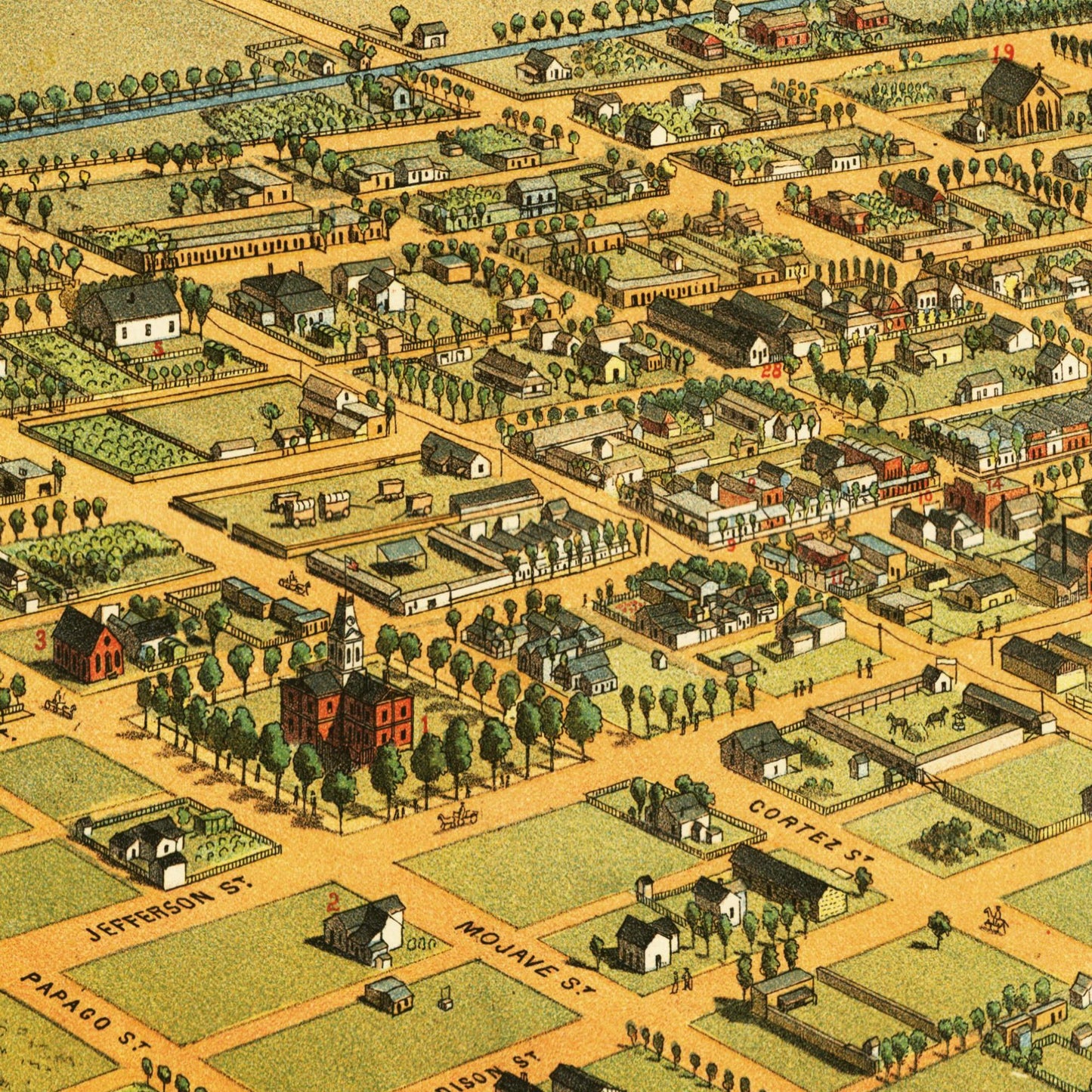 Historische Stadtansicht Phoenix um 1885