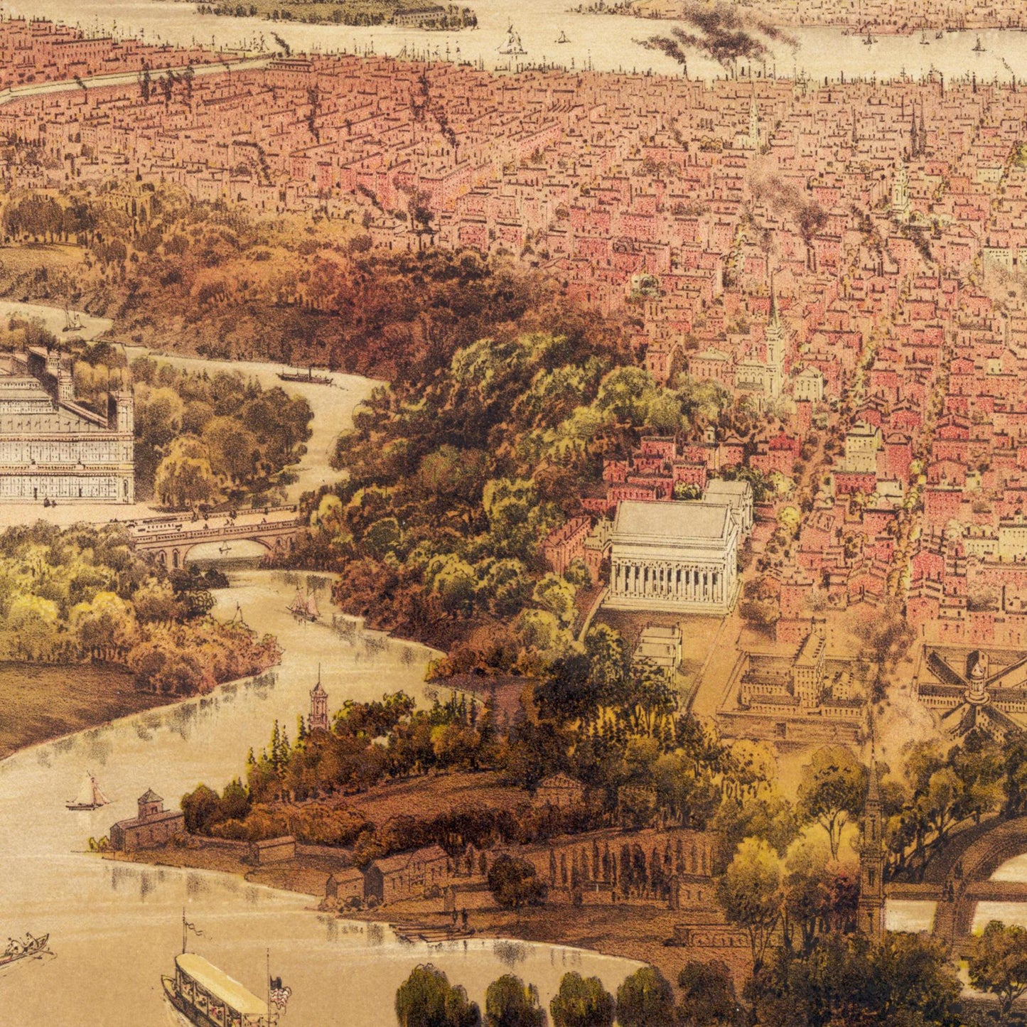 Historische Stadtansicht Philadelphia um 1875