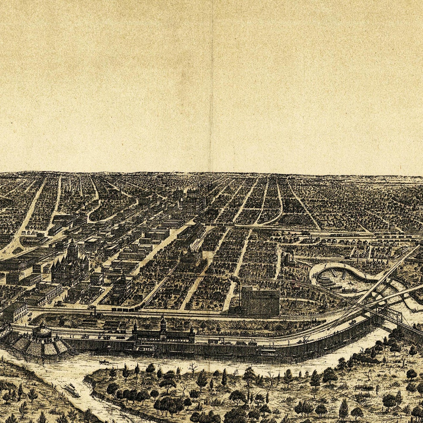 Historische Stadtansicht Dallas um 1892