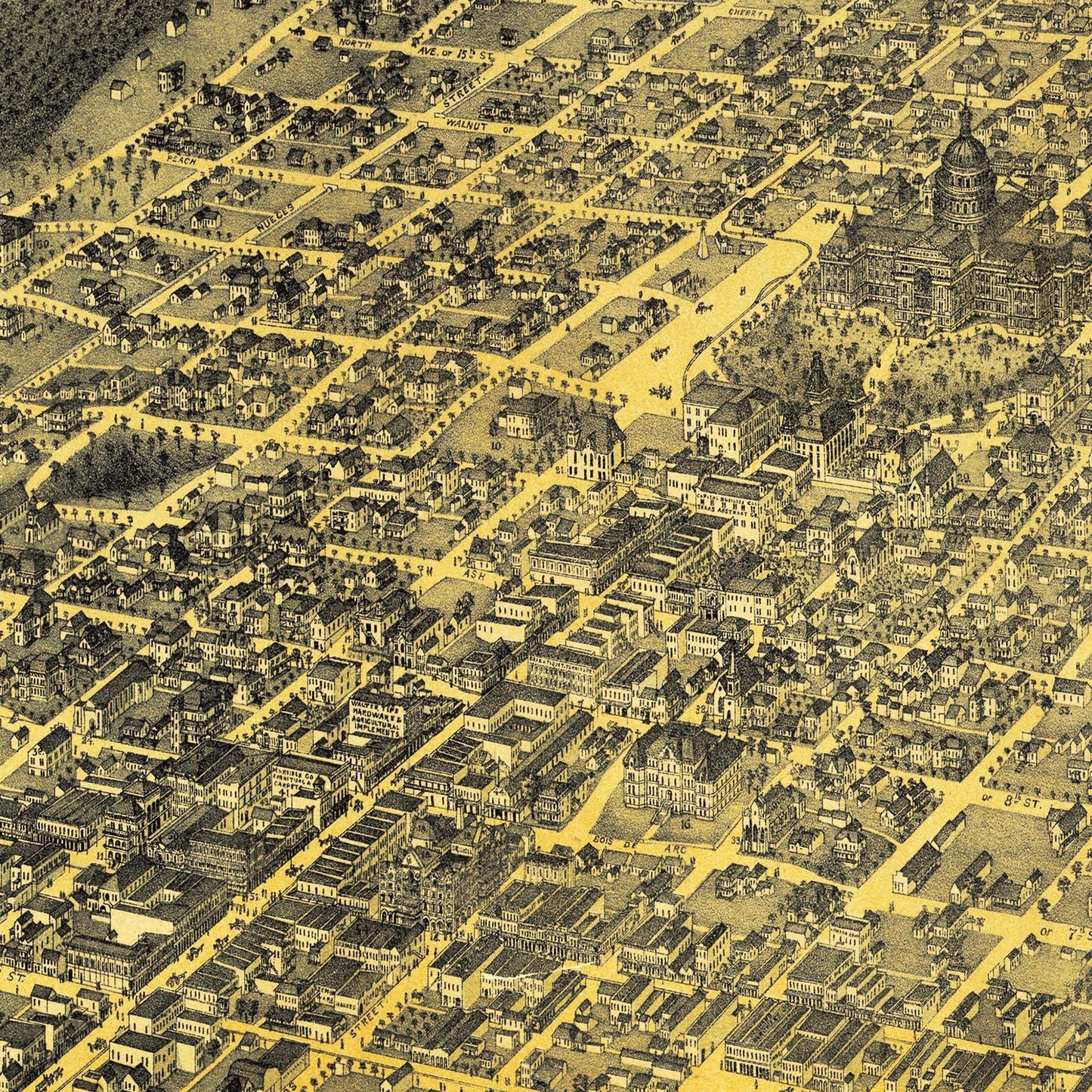 Historische Stadtansicht Austin um 1887