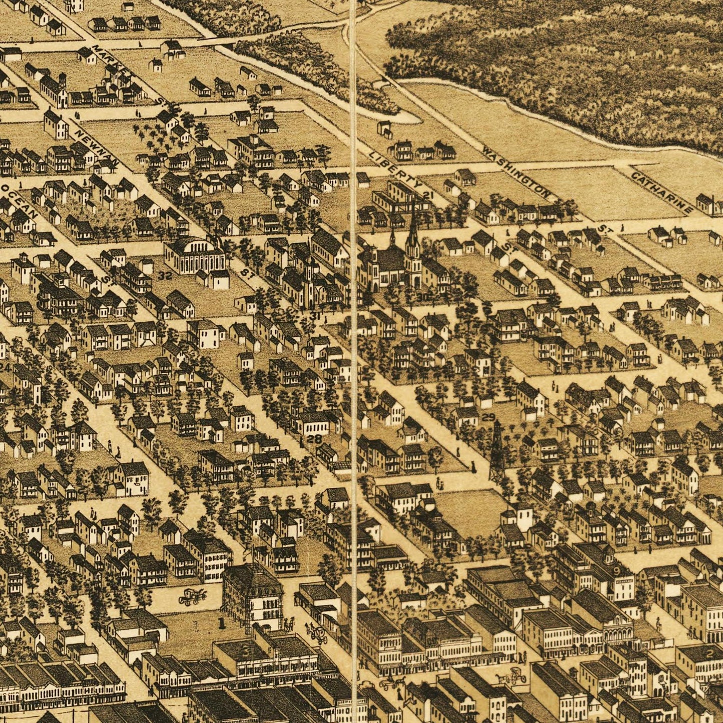 Historische Stadtansicht Jacksonville um 1876