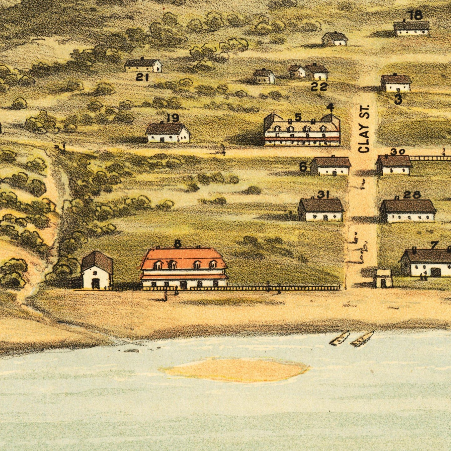 Historische Stadtansicht San Francisco um 1846