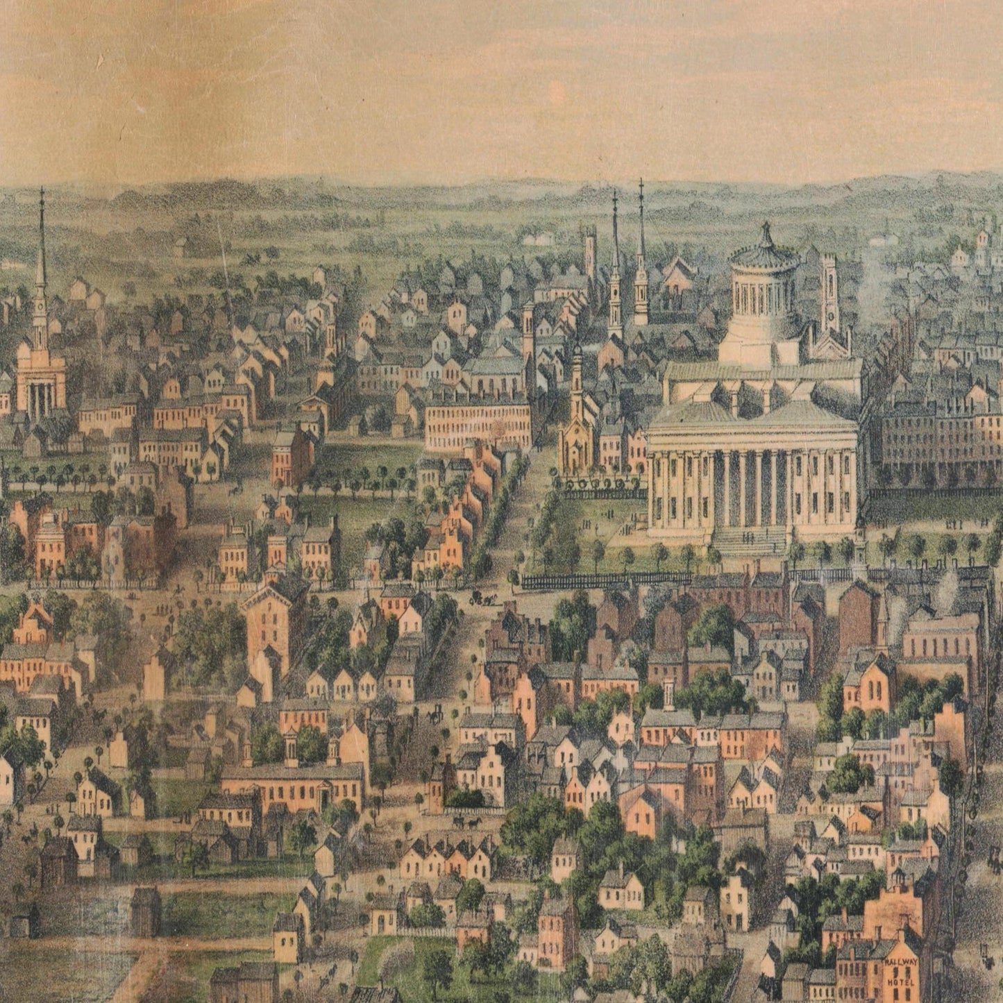 Historische Stadtansicht Columbus um 1861