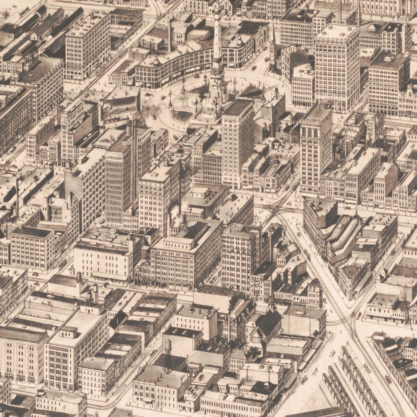 Historische Stadtansicht Indianapolis um 1913