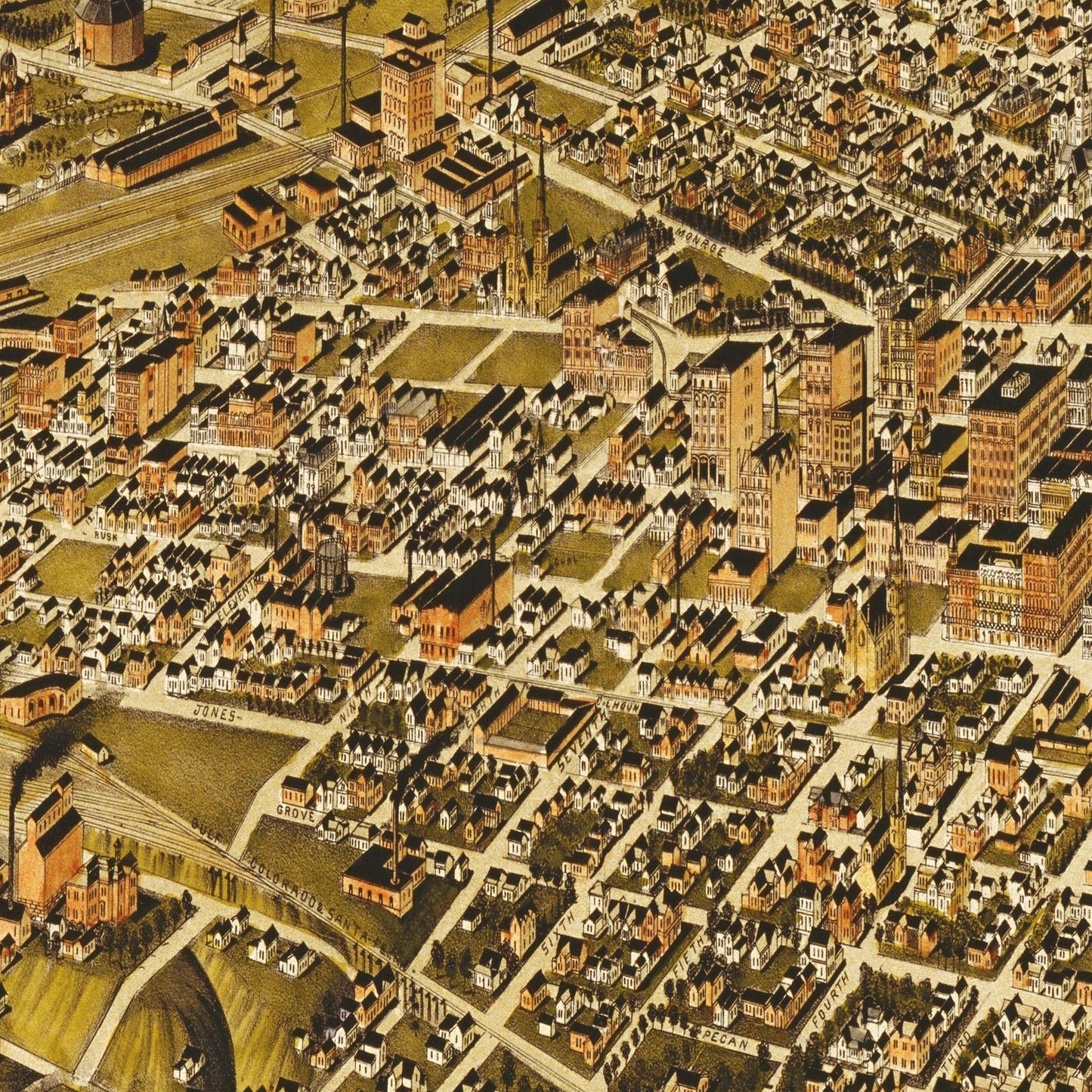 Historische Stadtansicht Fort Worth um 1891