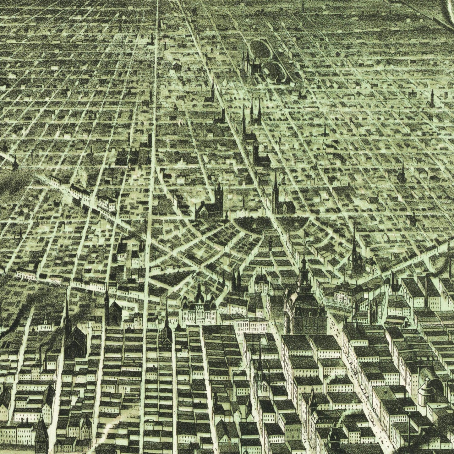 Historische Stadtansicht Detroit um 1890