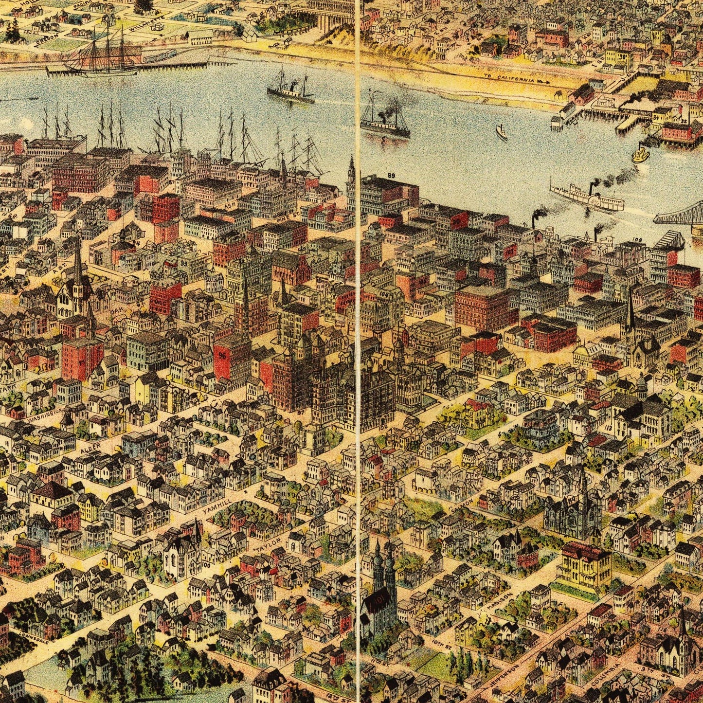 Historische Stadtansicht Portland um 1890