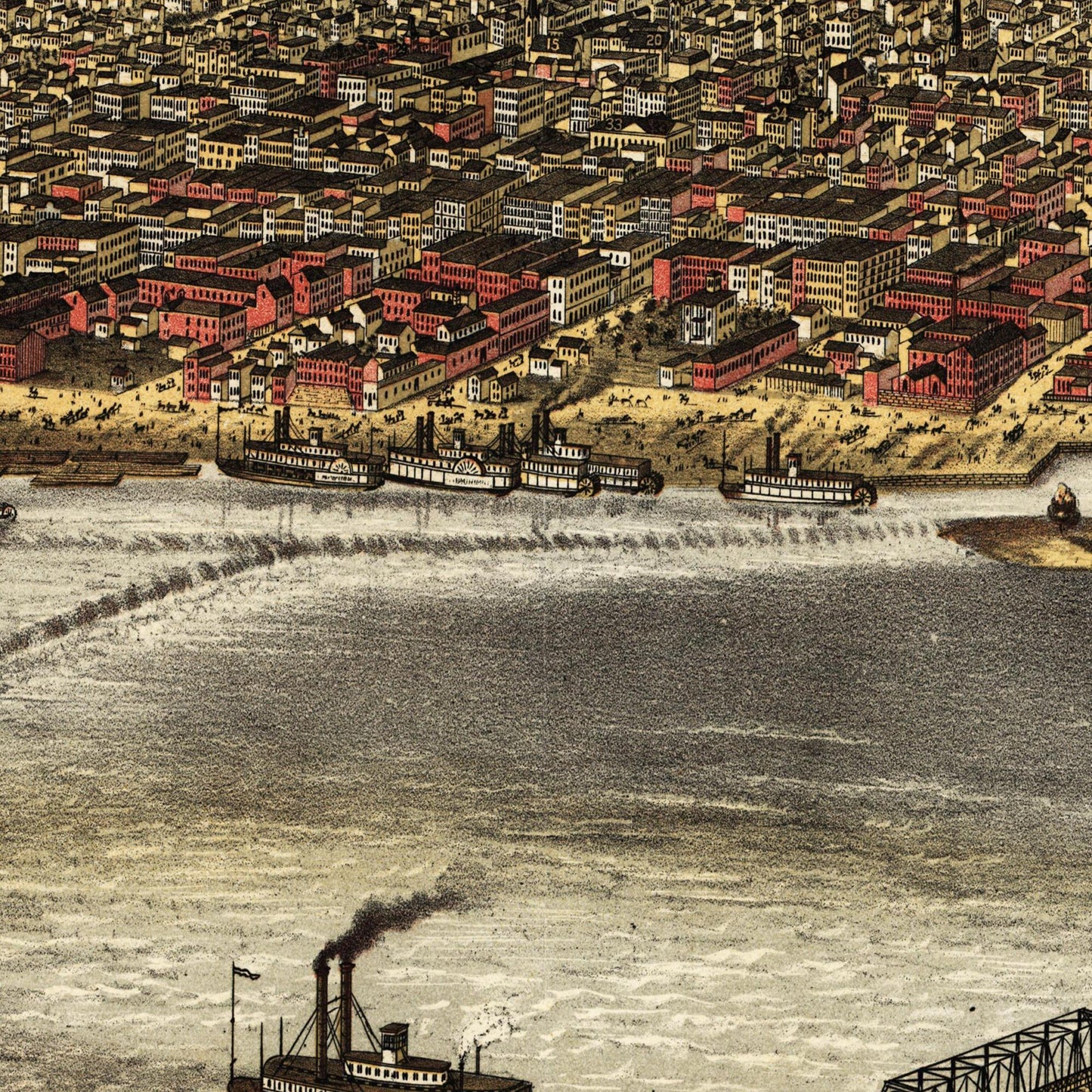 Historische Stadtansicht Louisville um 1876