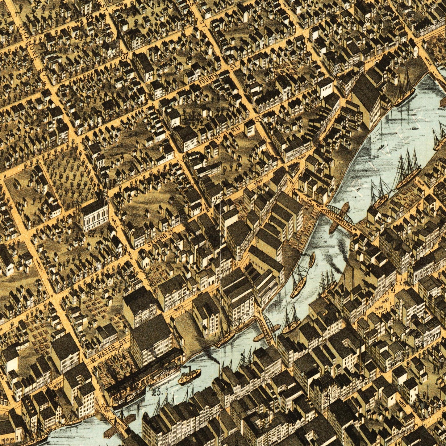 Historische Stadtansicht Milwaukee um 1872