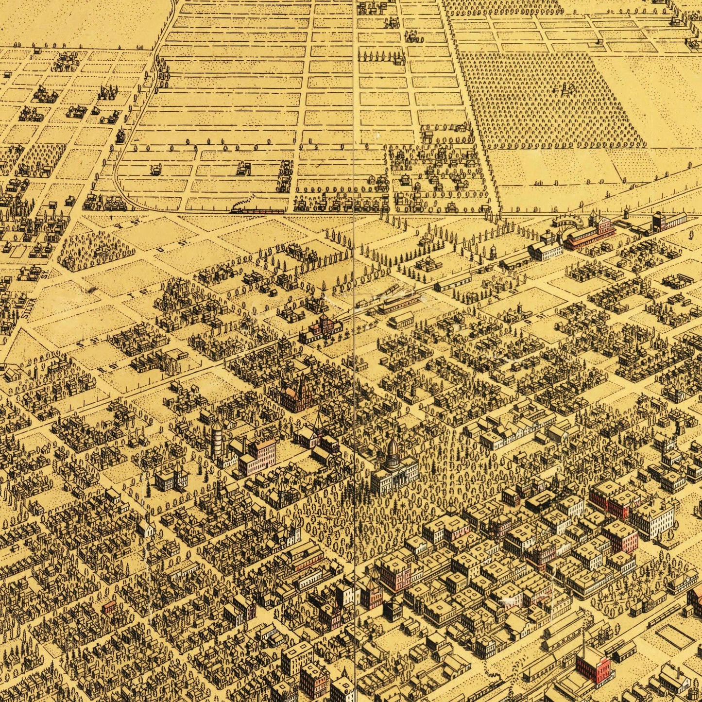 Historische Stadtansicht Fresno um 1901