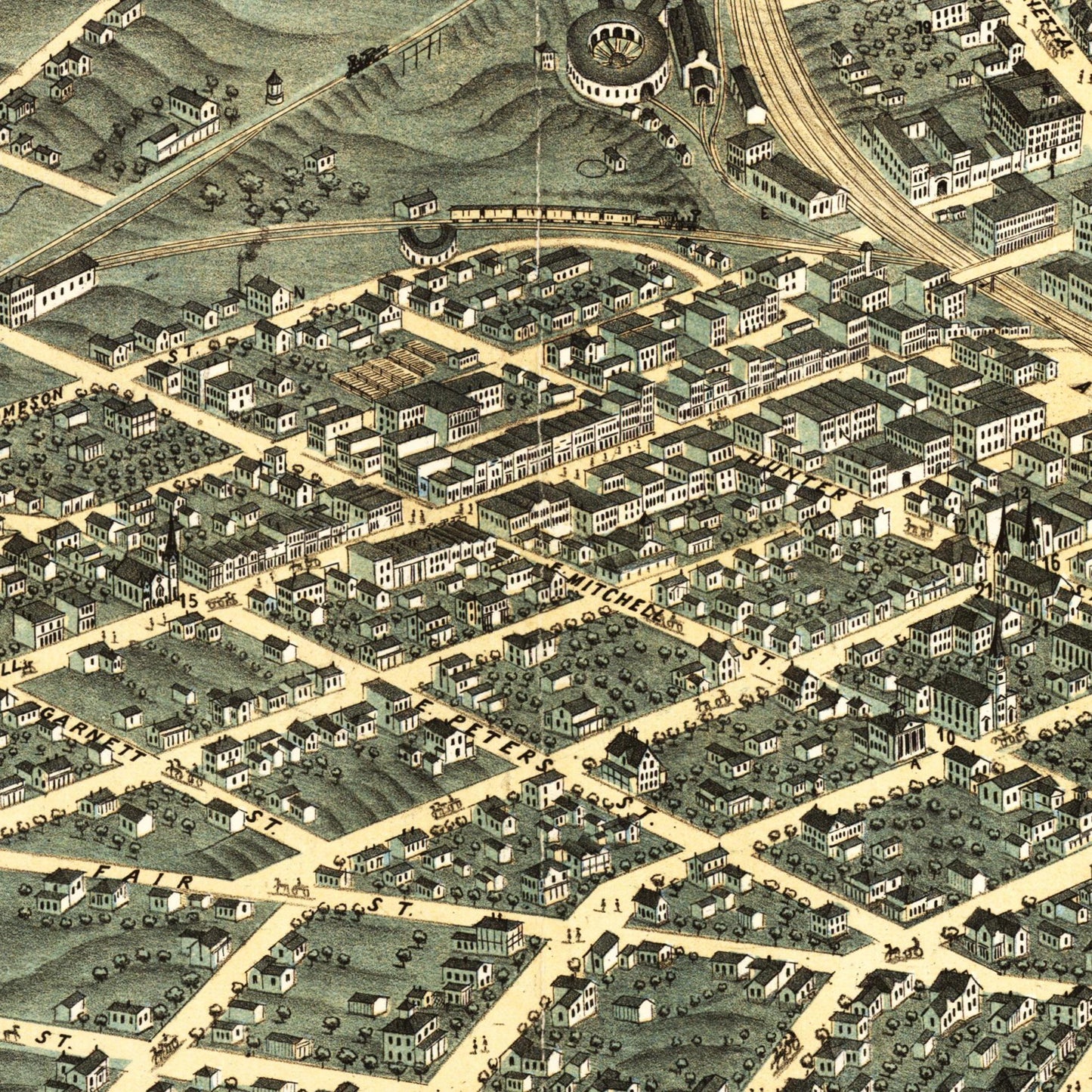 Historische Stadtansicht Atlanta um 1871