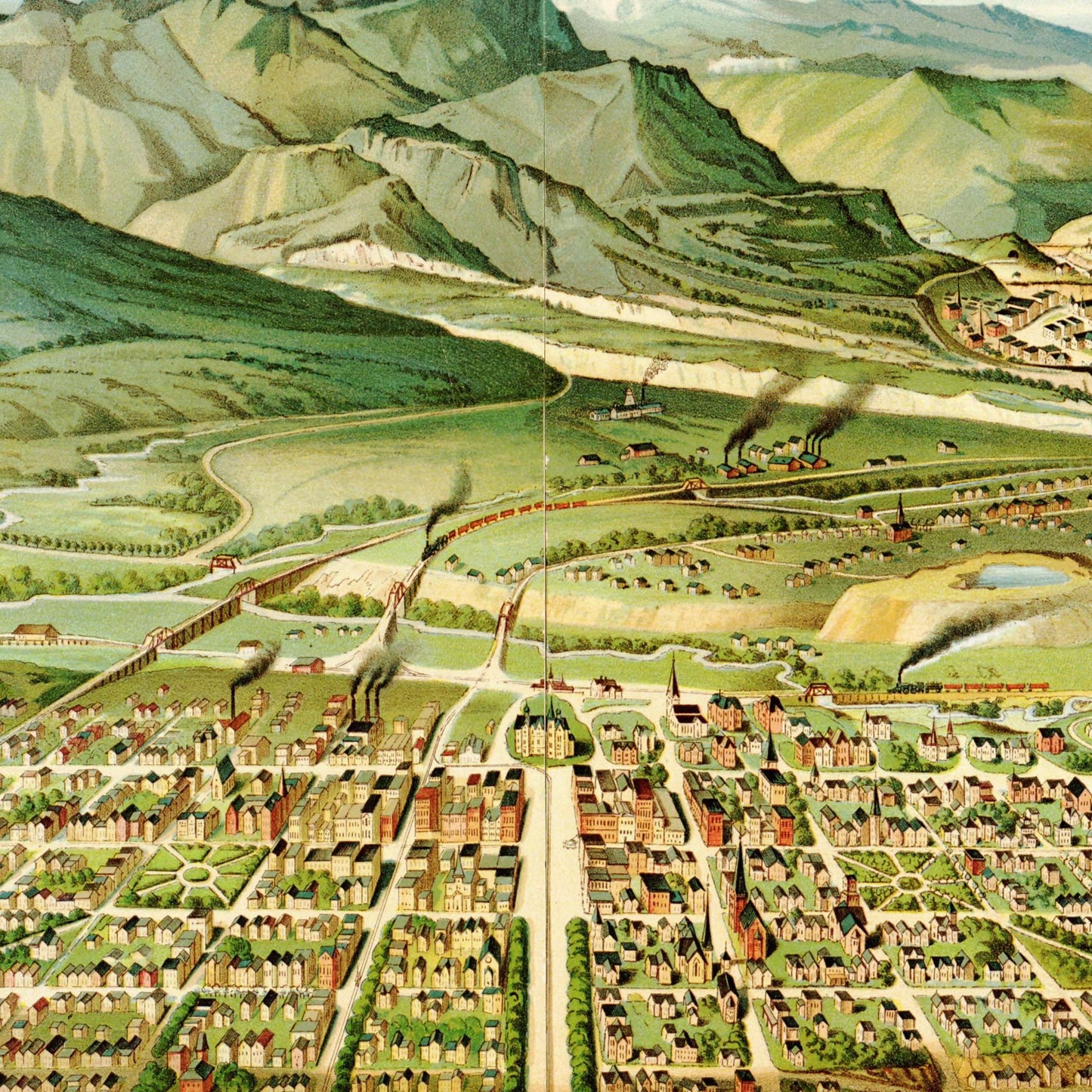 Historische Stadtansicht Colorado Springs um 1890