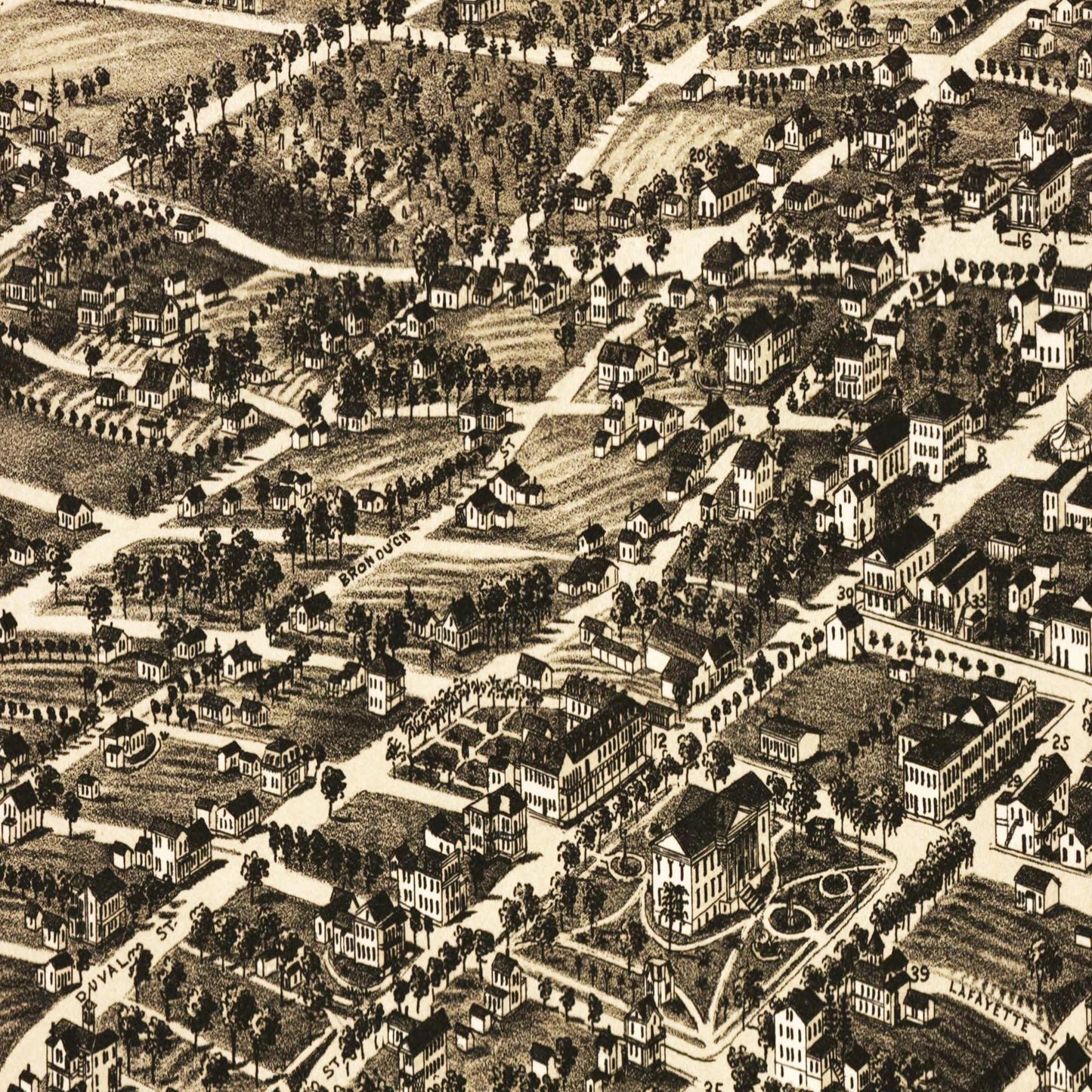 Historische Stadtansicht Tallahassee um 1885
