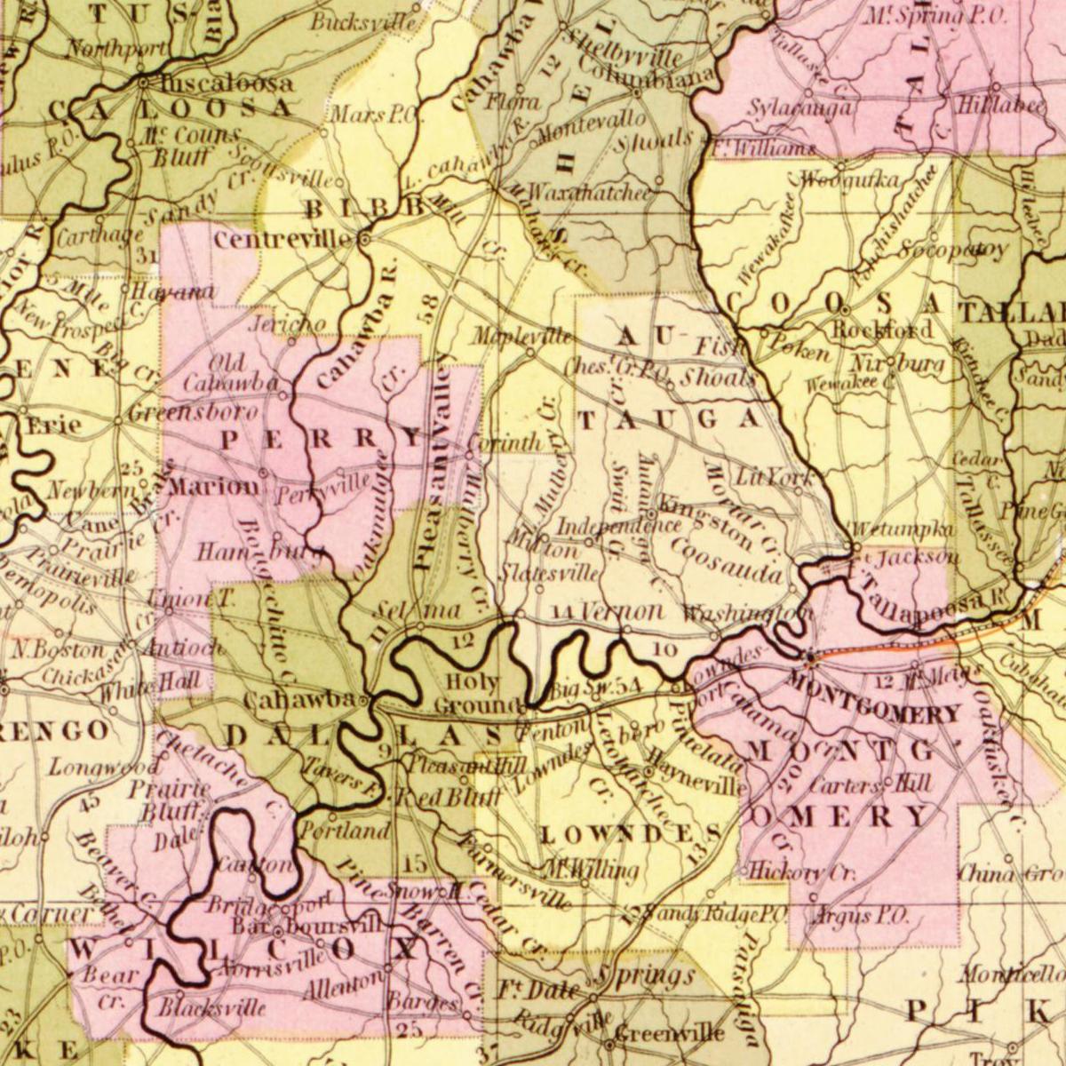 Historische Landkarte Alabama um 1849