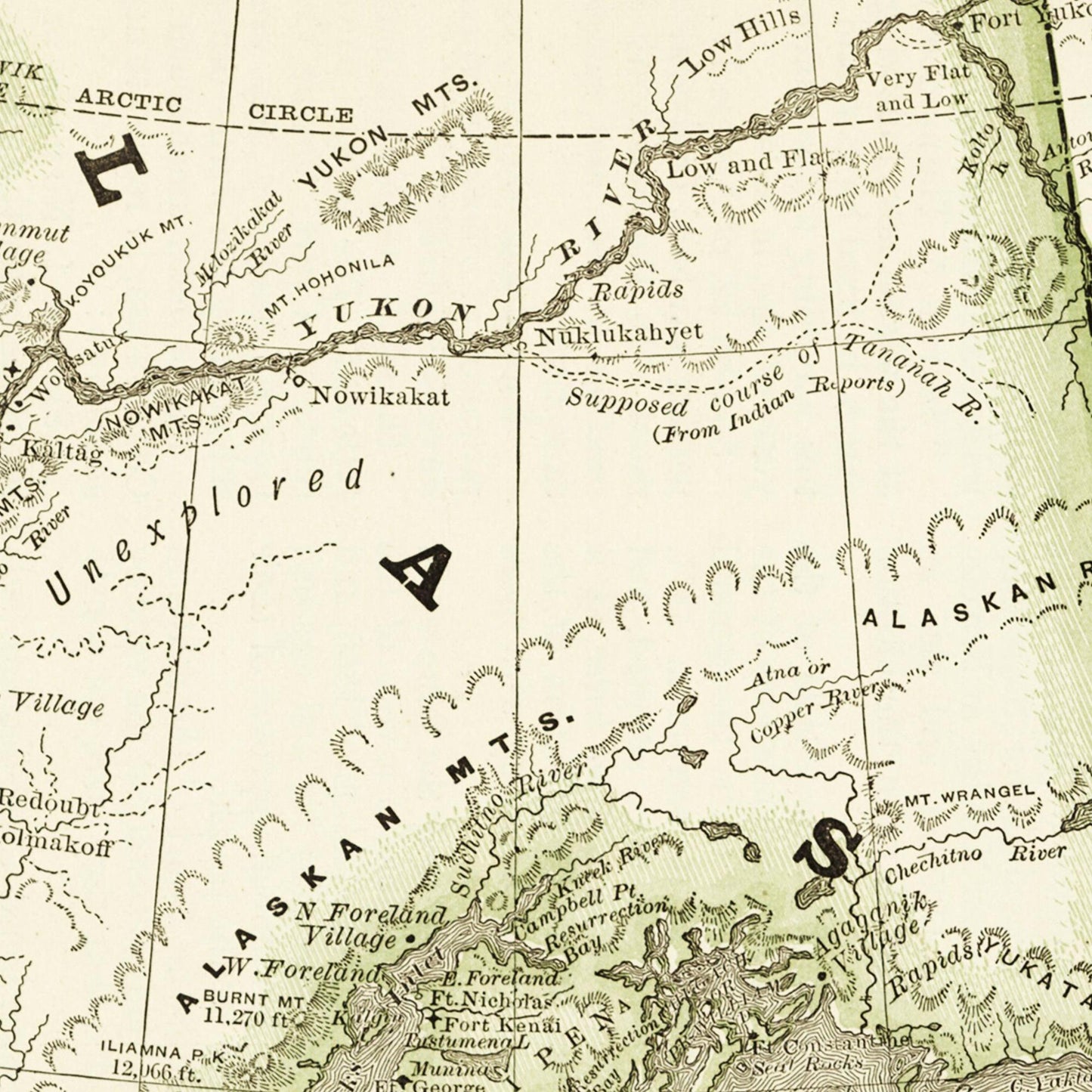Historische Landkarte Alaska um 1882