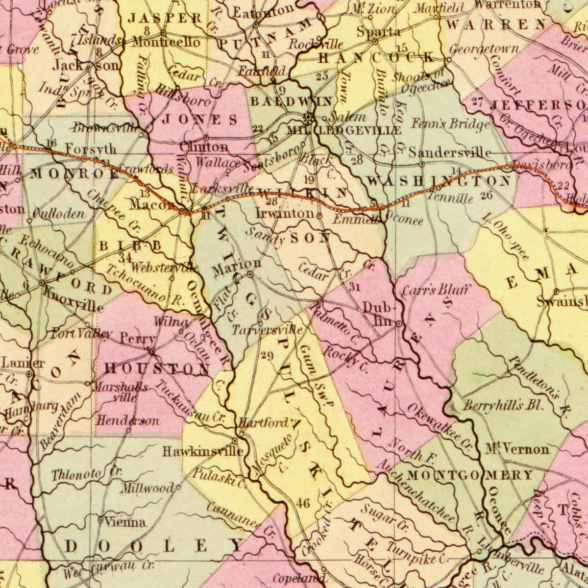 Historische Landkarte Georgia um 1849