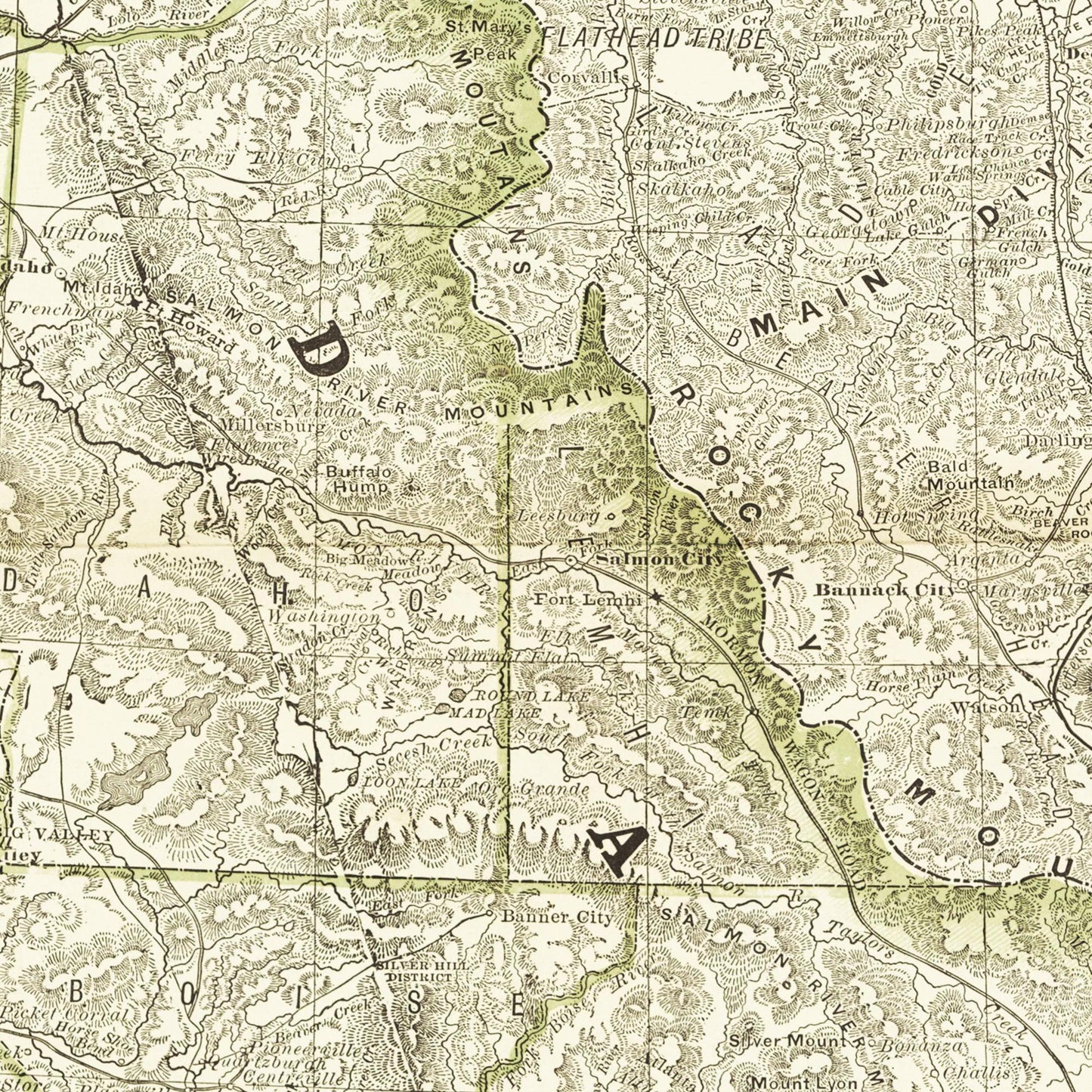 Historische Landkarte Idaho um 1882