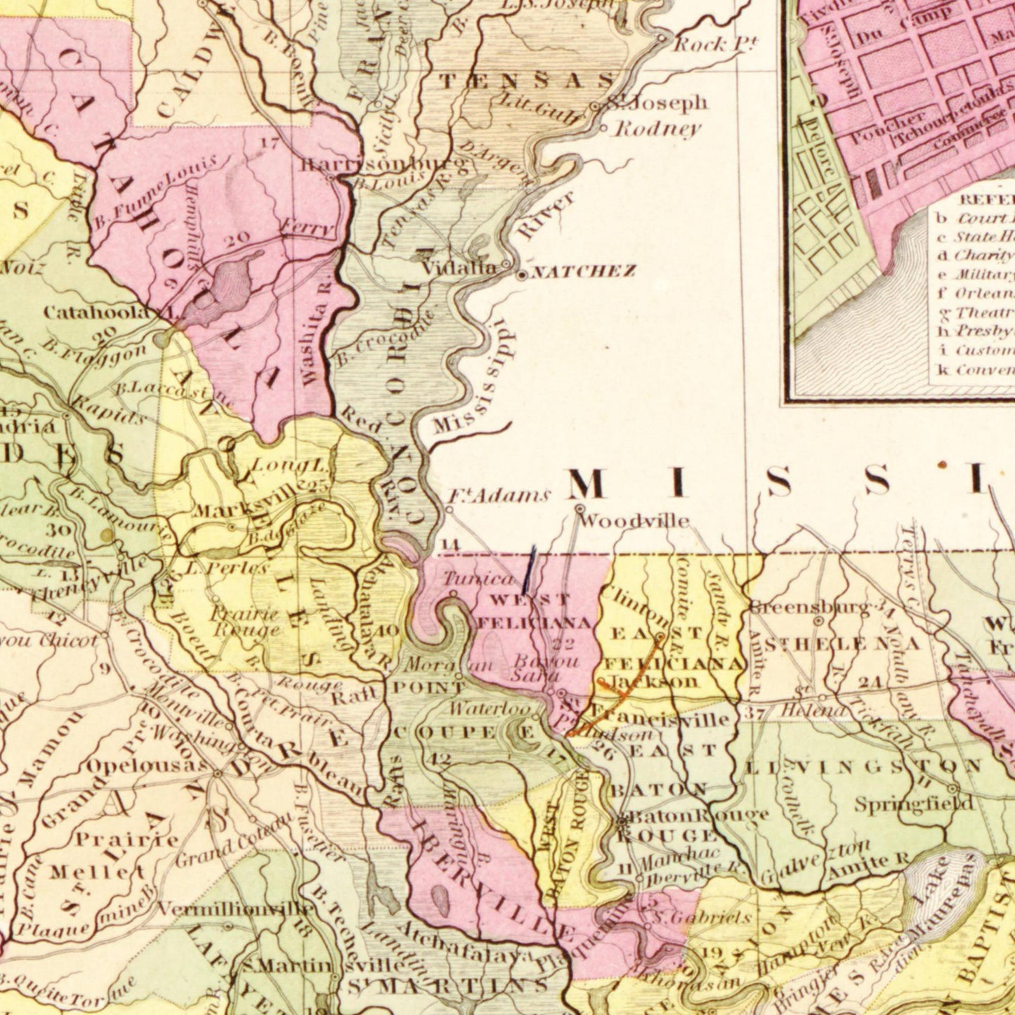 Historische Landkarte Louisiana um 1849