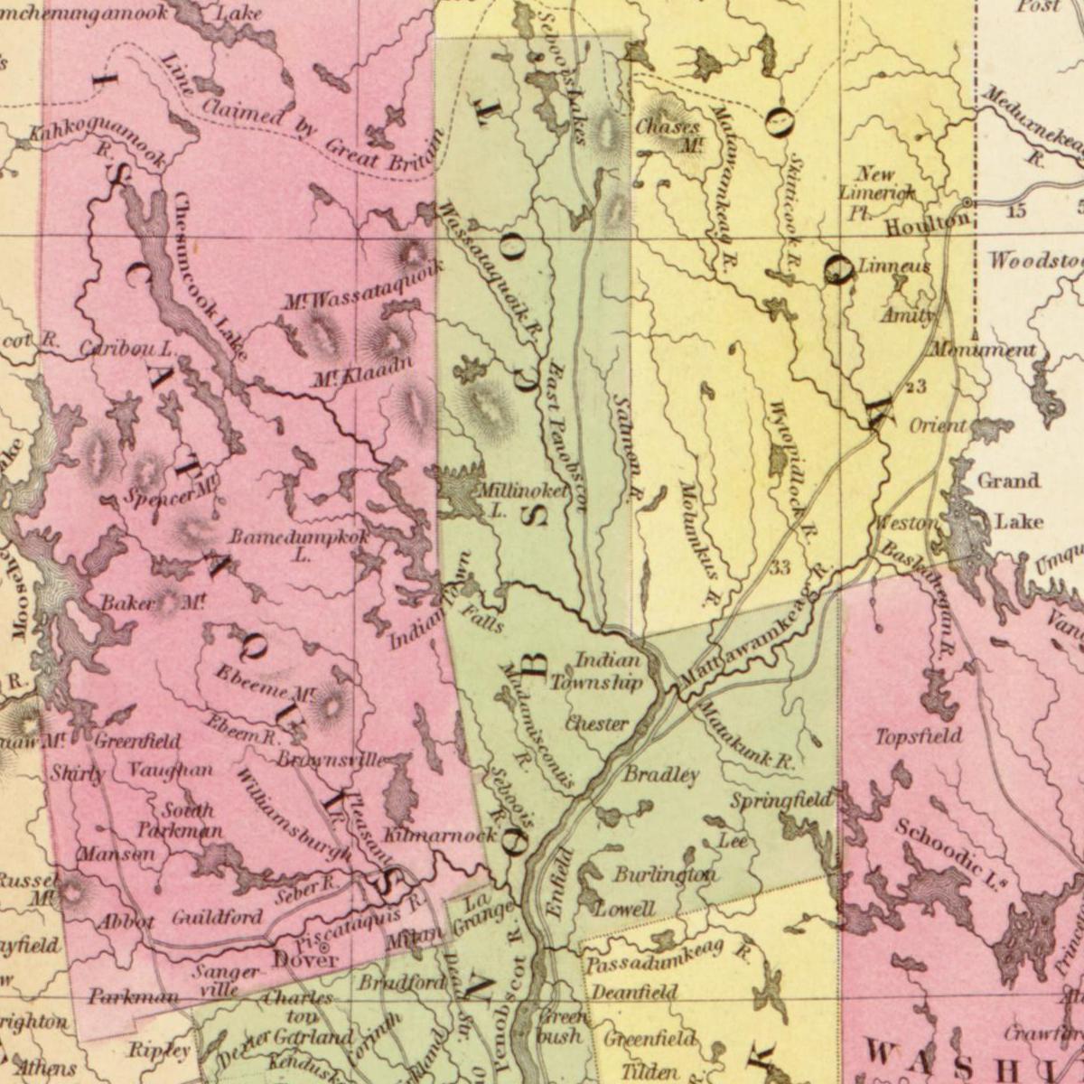 Historische Landkarte Maine um 1849