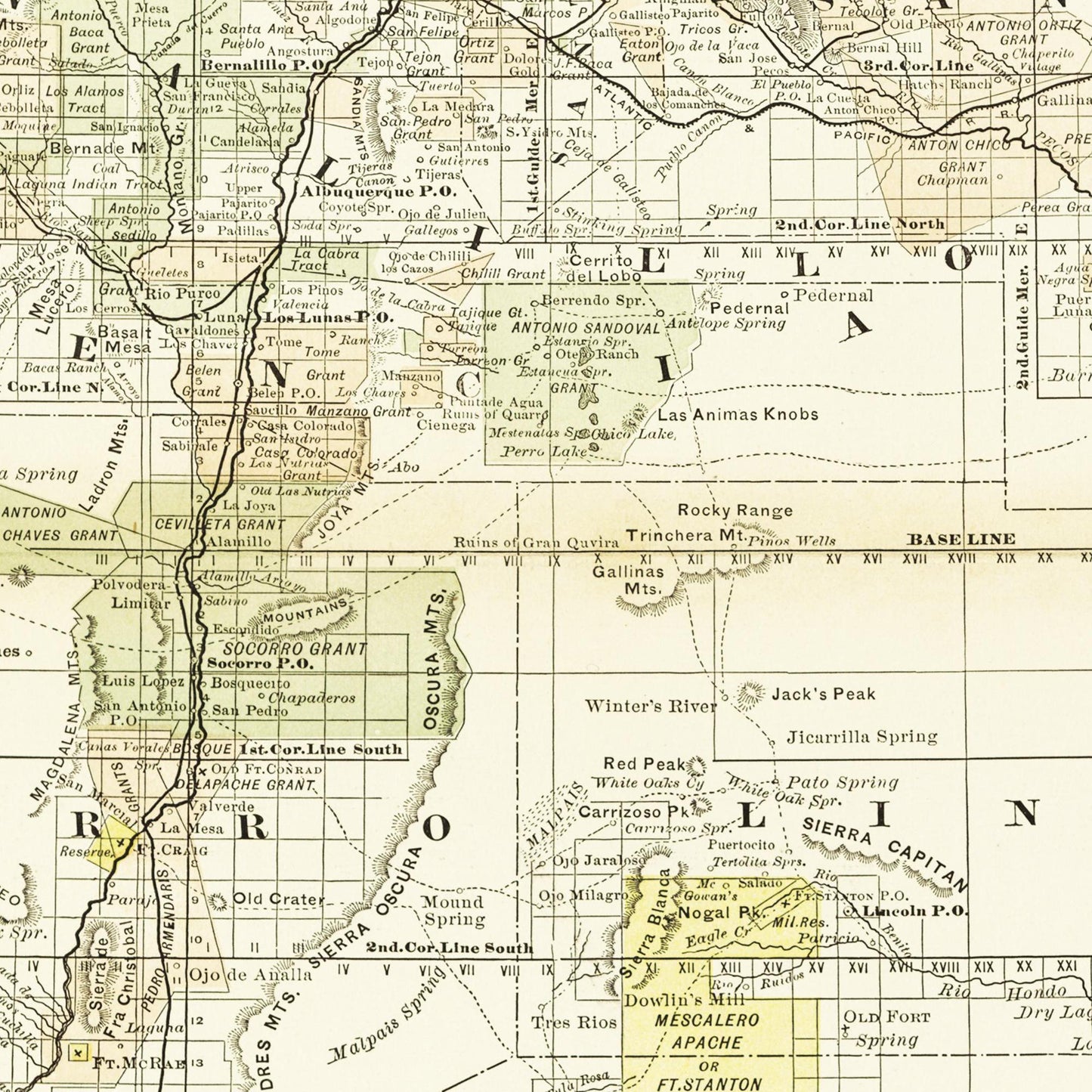 Historische Landkarte New Mexico um 1882