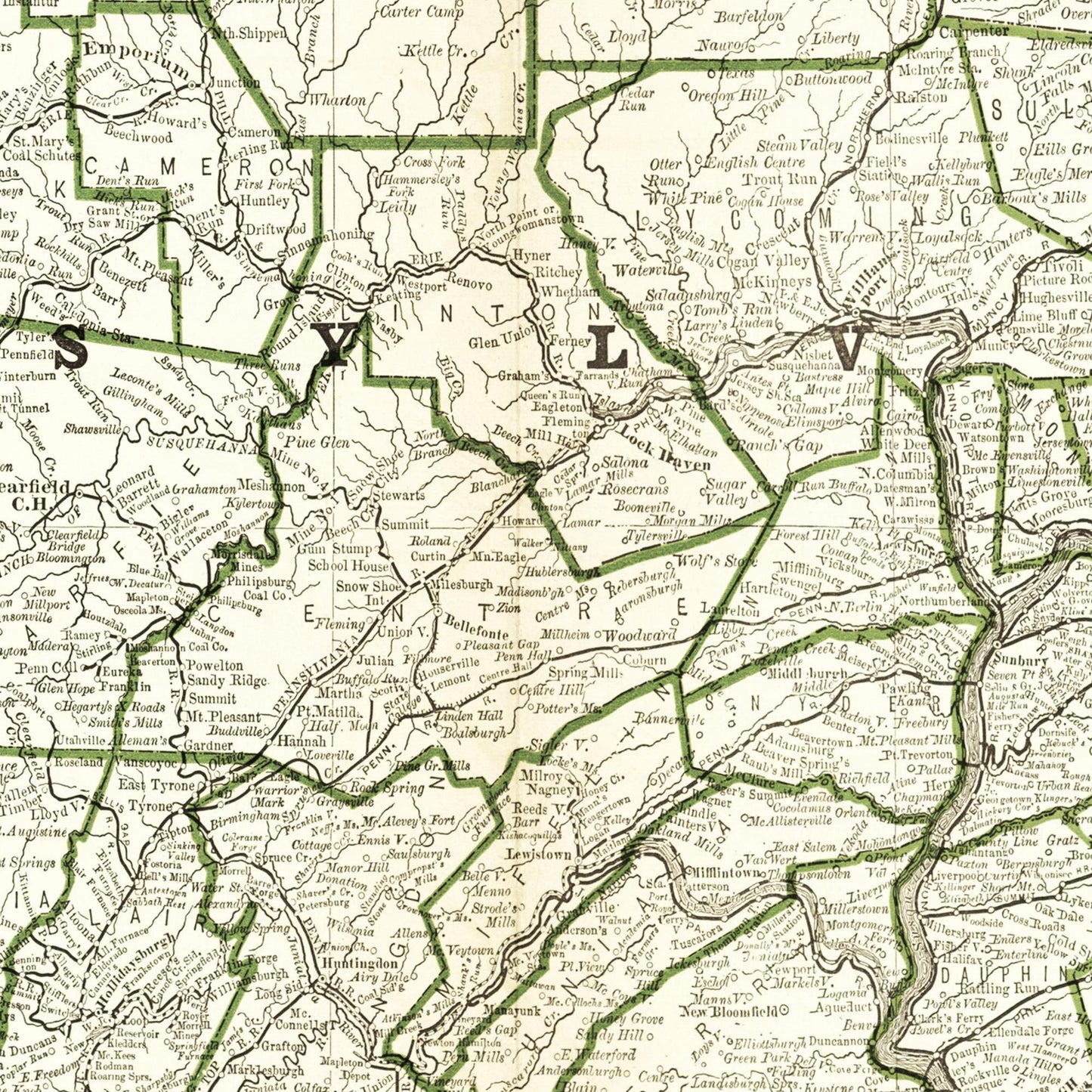Historische Landkarte Pennsylvania um 1882