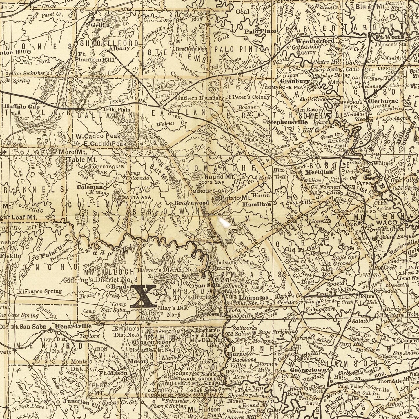 Historische Landkarte Texas um 1882