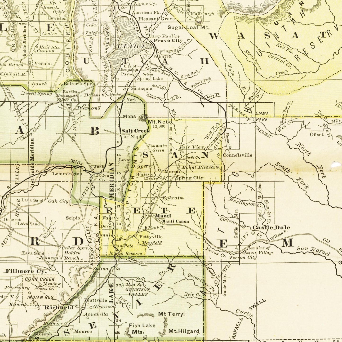 Historische Landkarte Utah um 1882