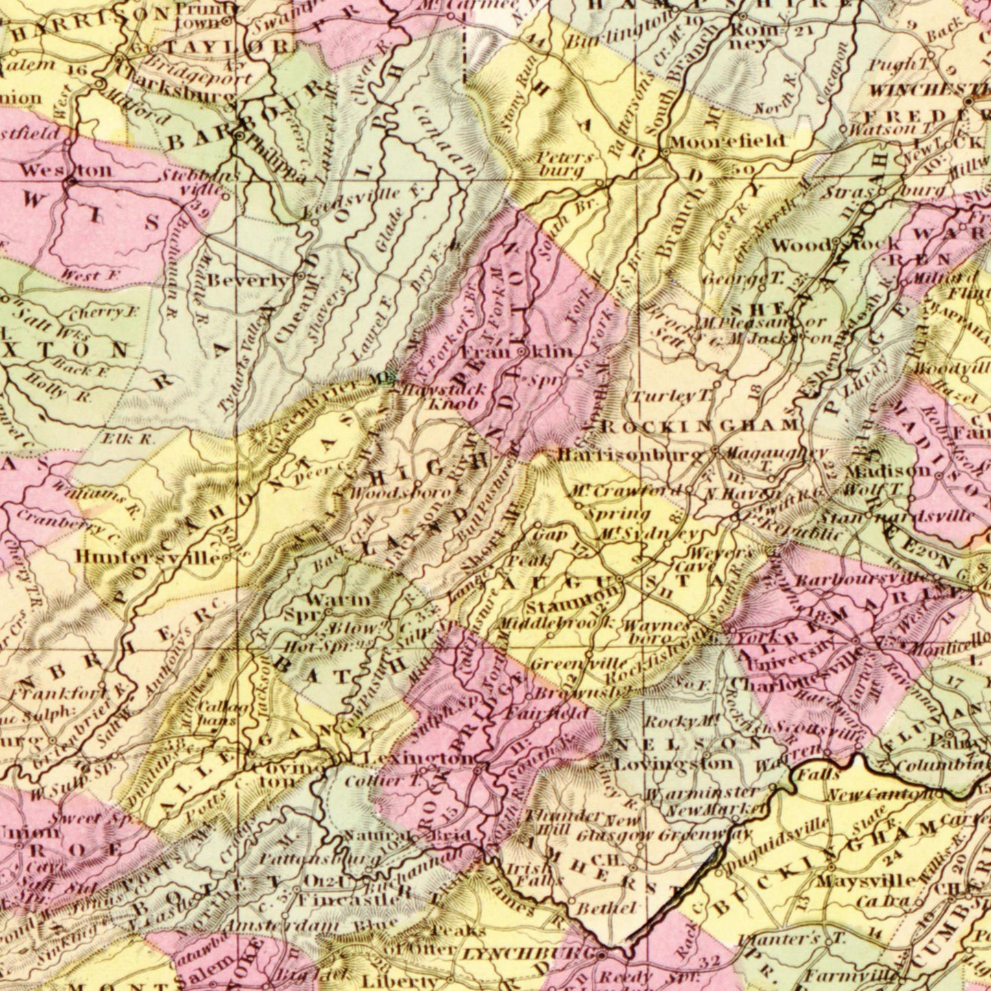 Historische Landkarte Virginia um 1849