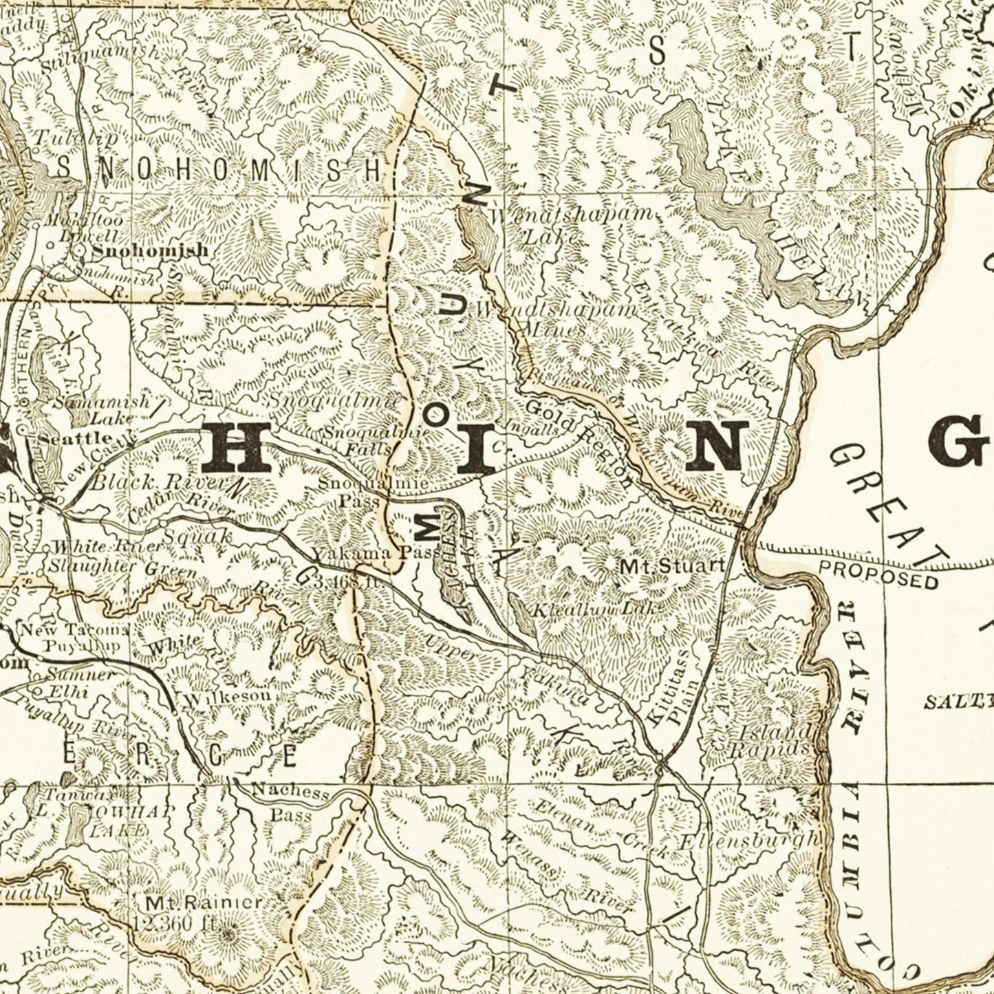 Historische Landkarte Washington um 1882