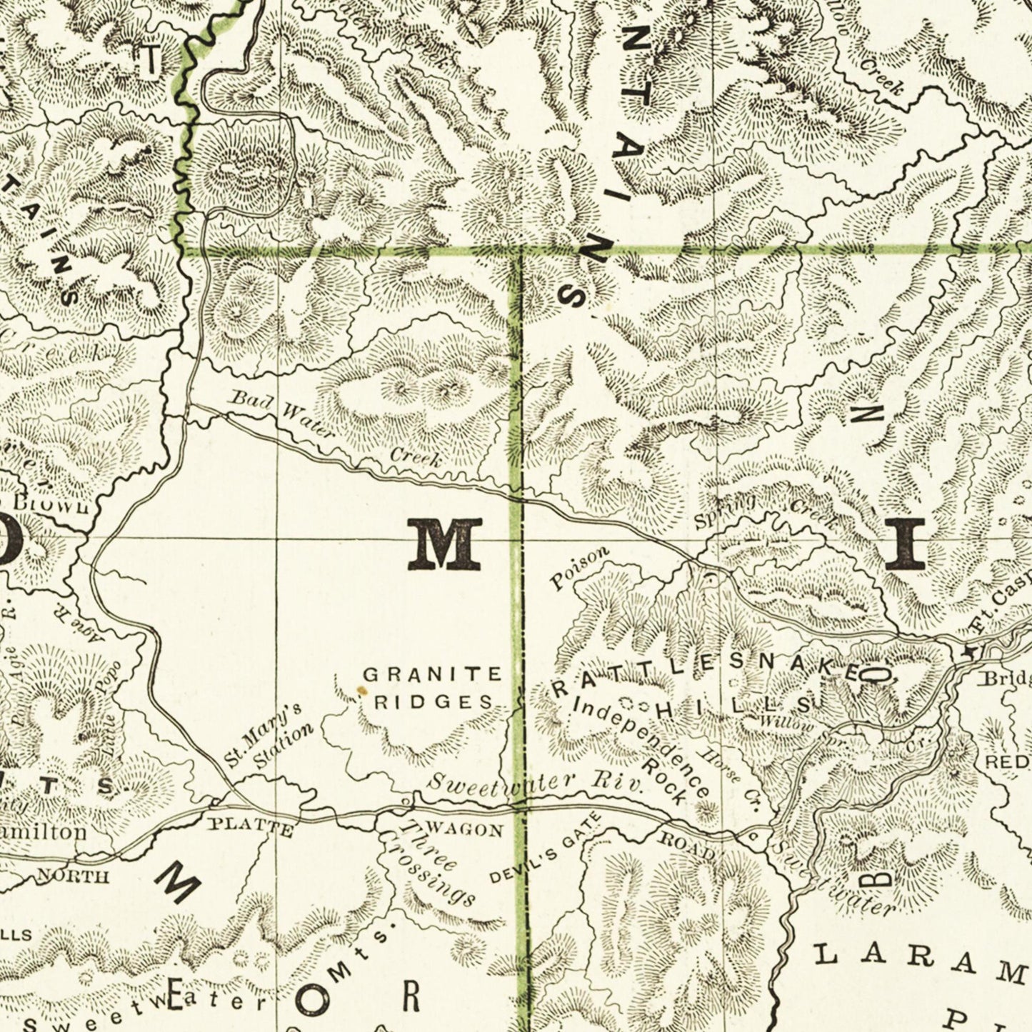 Historische Landkarte Wyoming um 1882