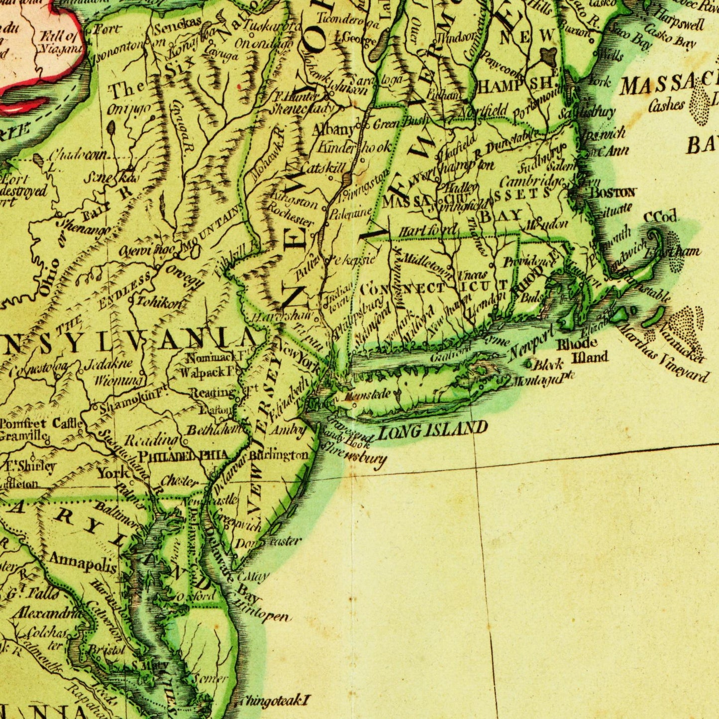 Historische Landkarte USA um 1700