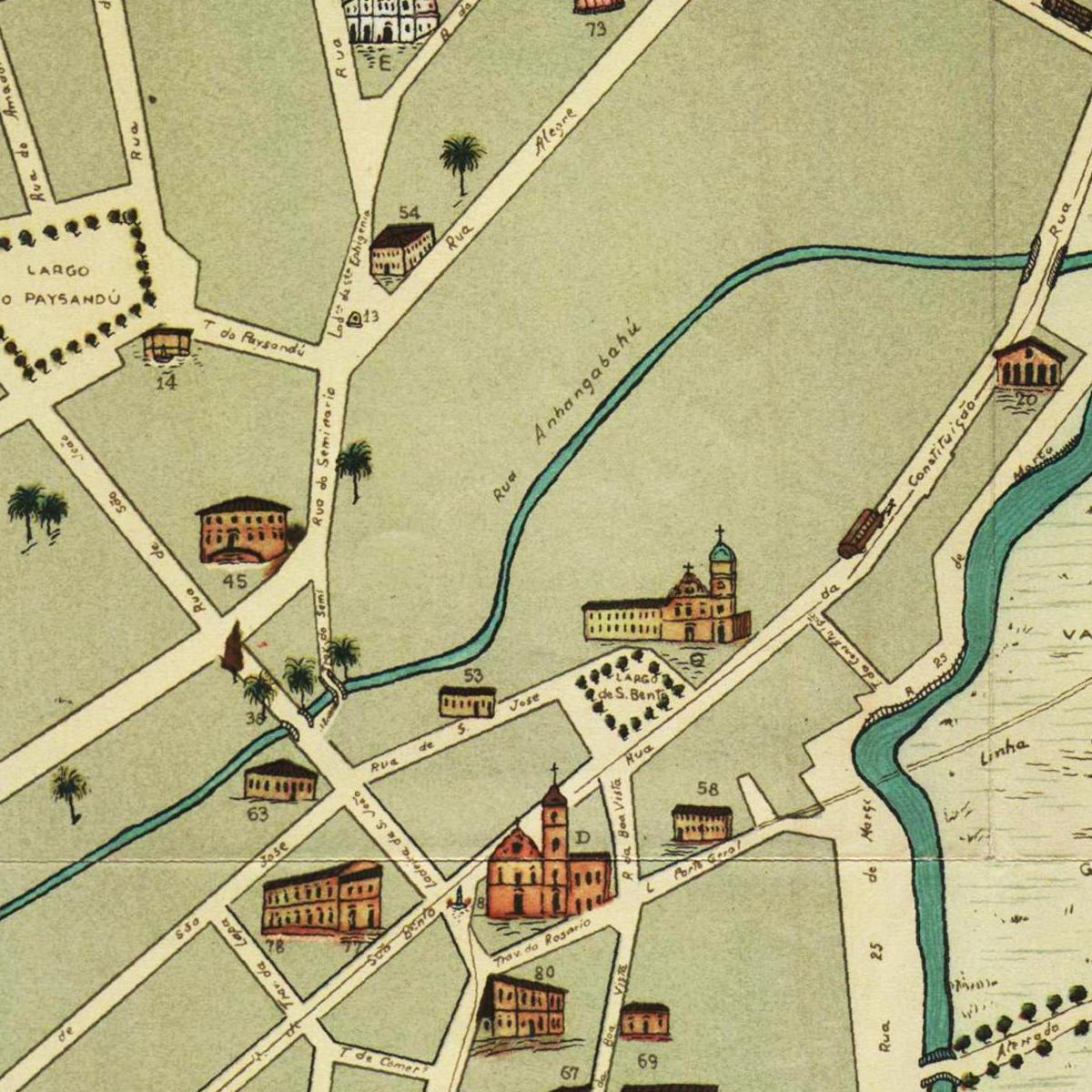 Historischer Stadtplan Sao Paulo um 1877