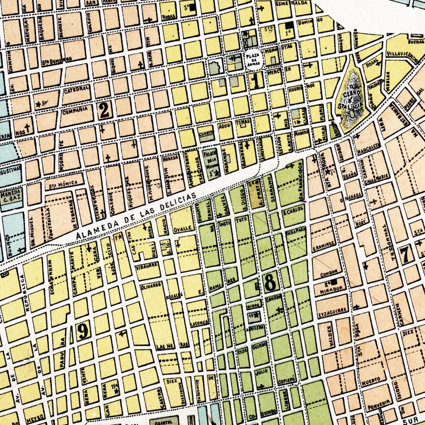 Historischer Stadtplan Santiago de Chile um 1895