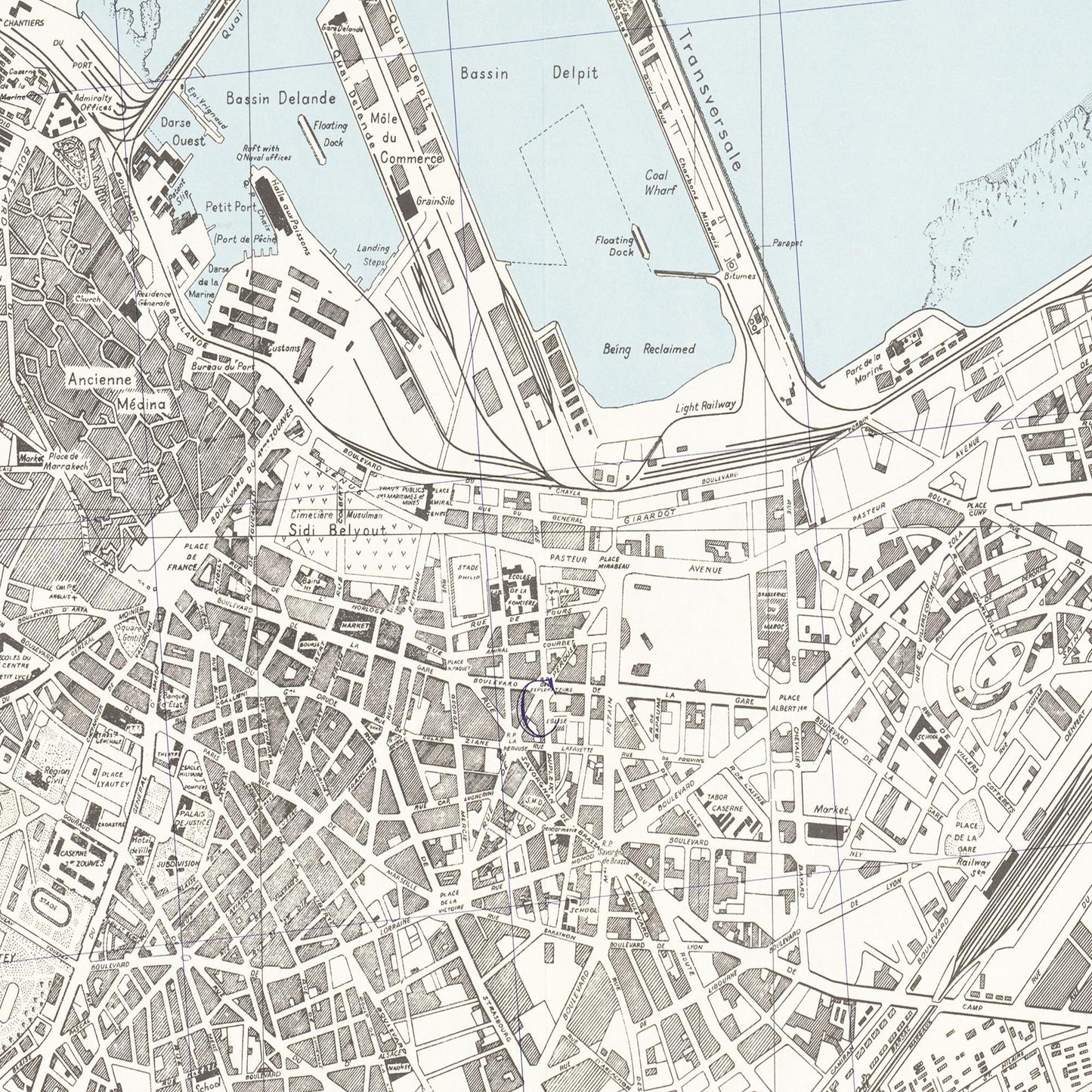 Historischer Stadtplan Casablanca um 1942