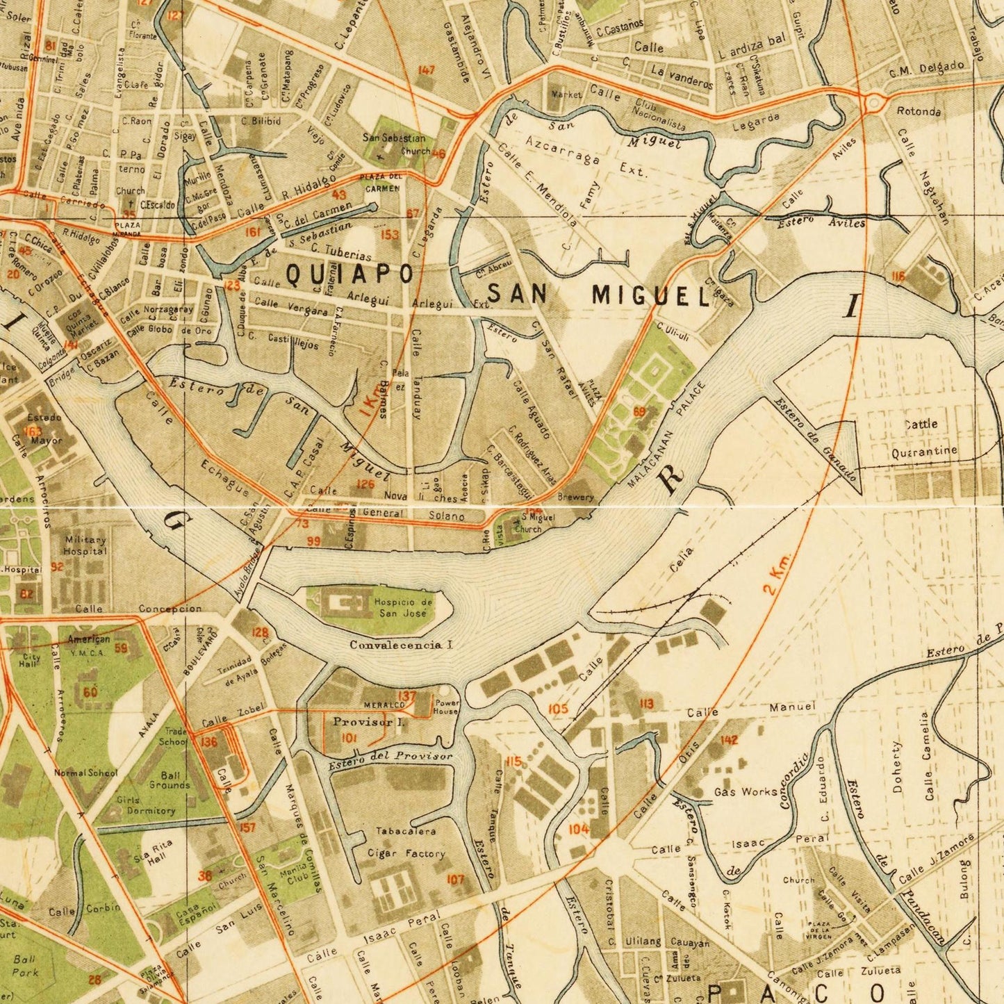 Historischer Stadtplan Manila um 1920