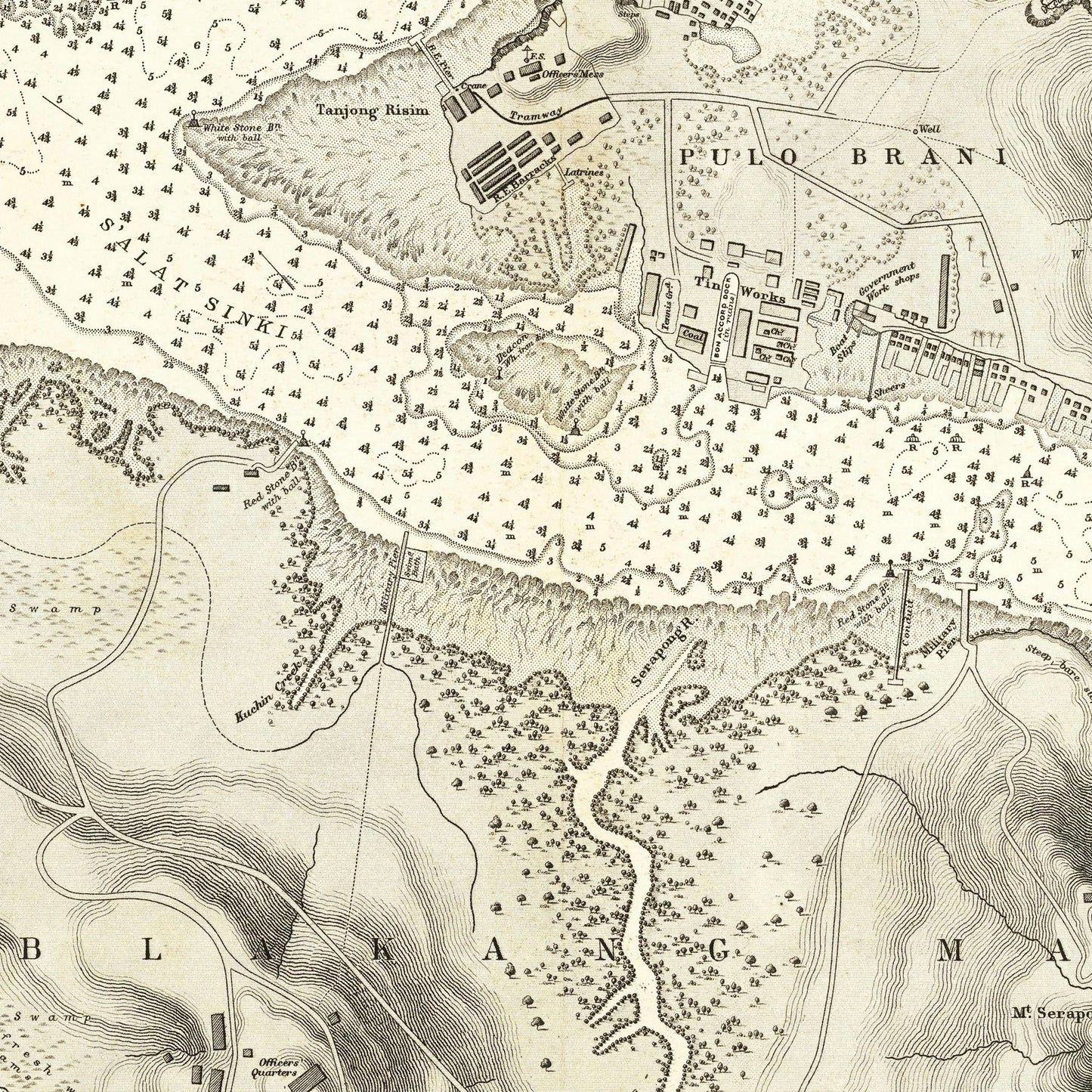 Historischer Stadtplan Singapur um 1893