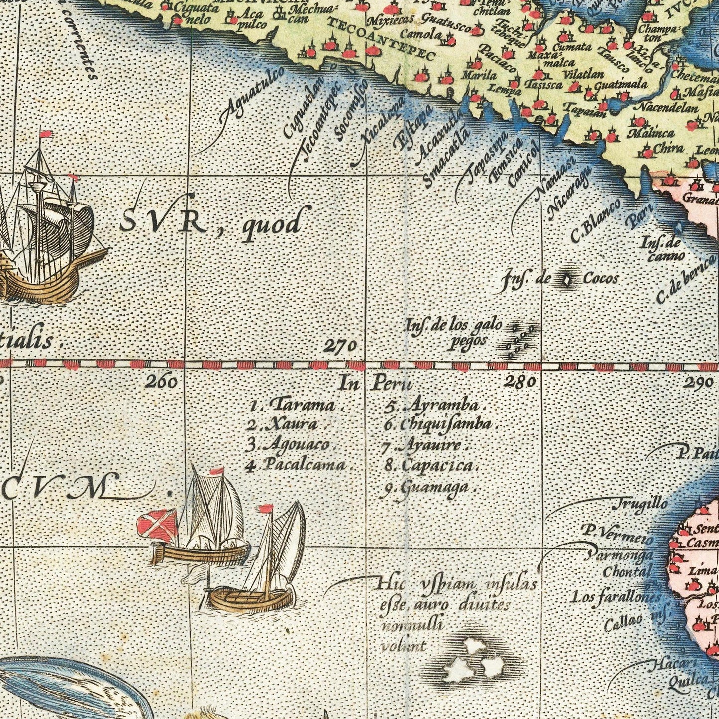 Historische Landkarte Amerika um 1570